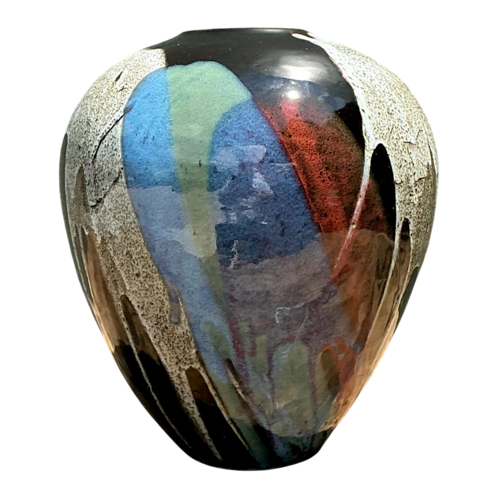 Vintage Multicolor Drip Glaze Ceramic Vase