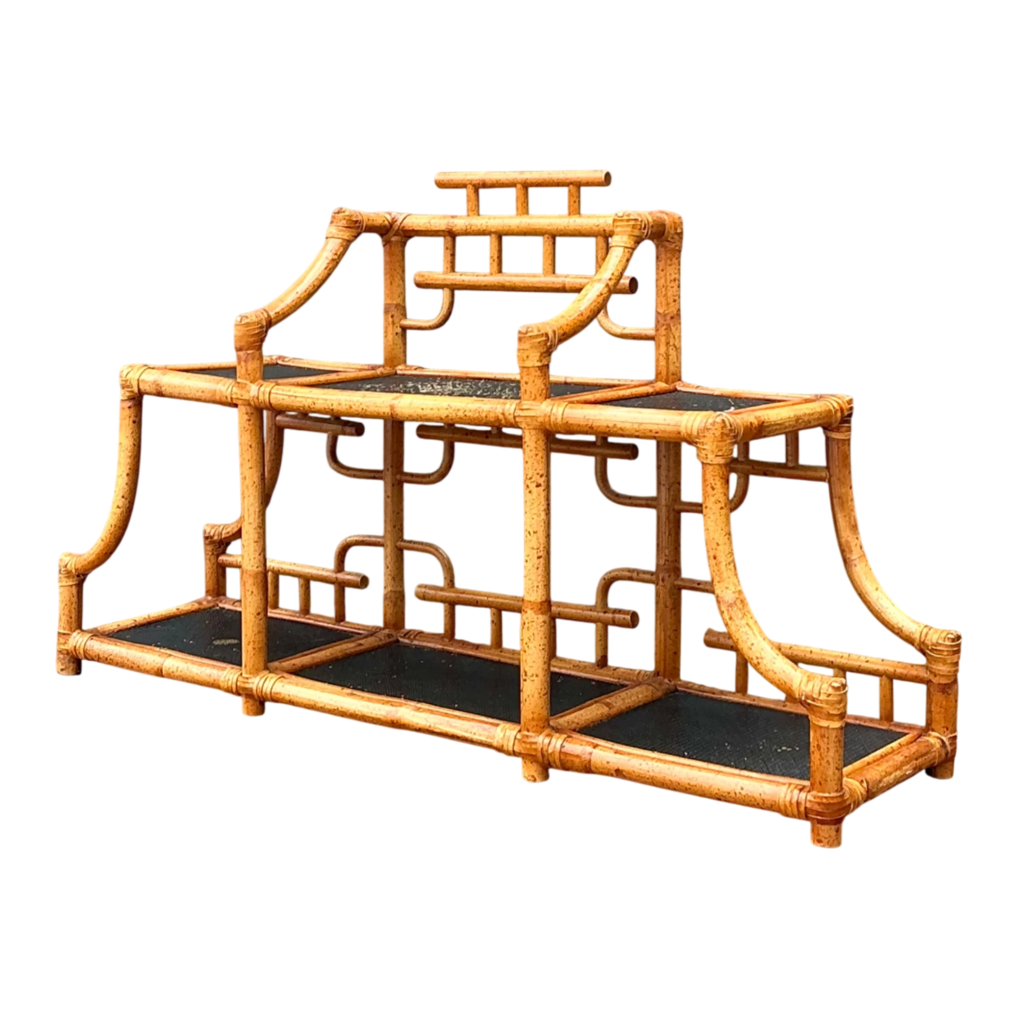 Vintage Bamboo and Rattan Tabletop Display