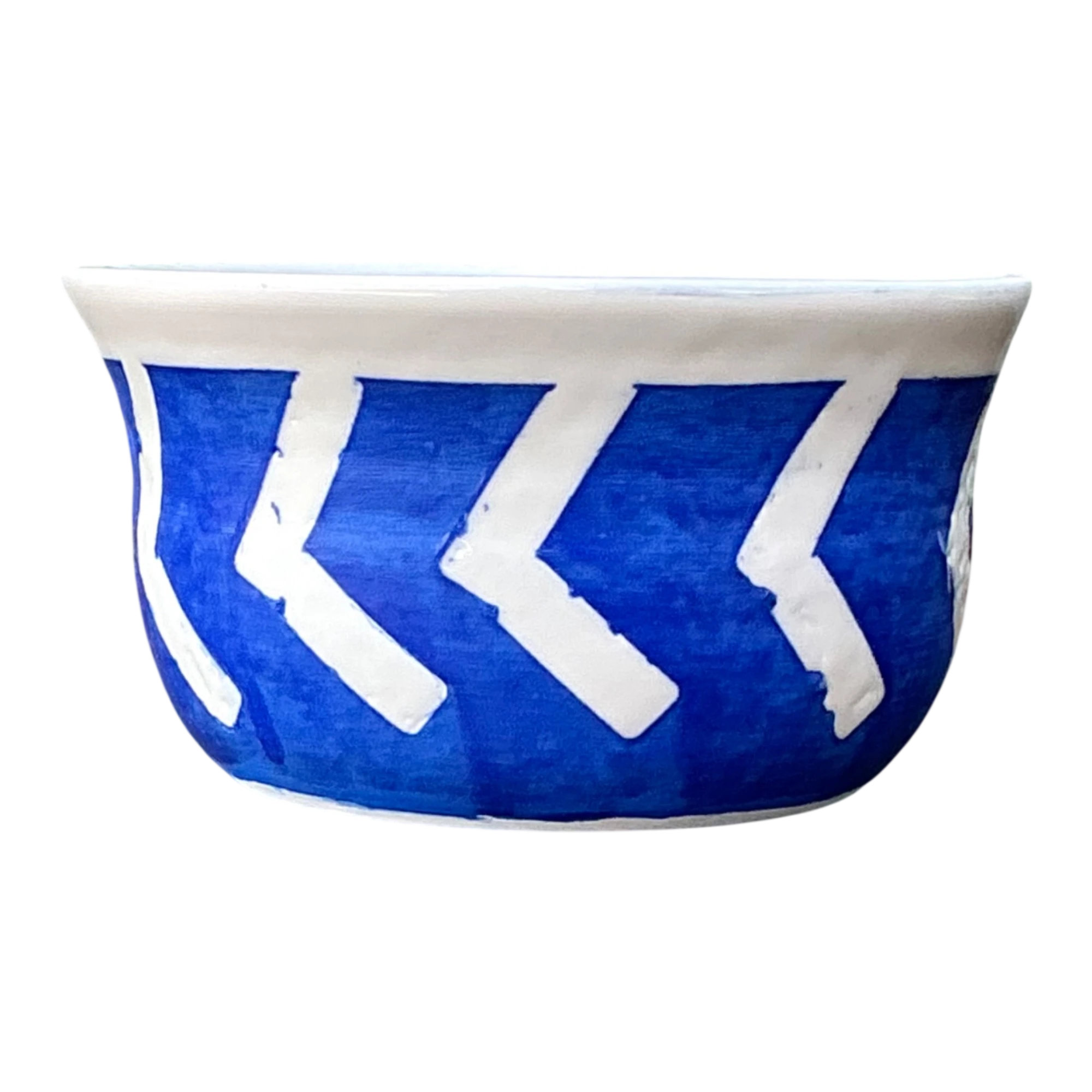 Hand-Painted Blue Geometric Ceramic Bowl — additional photo 1