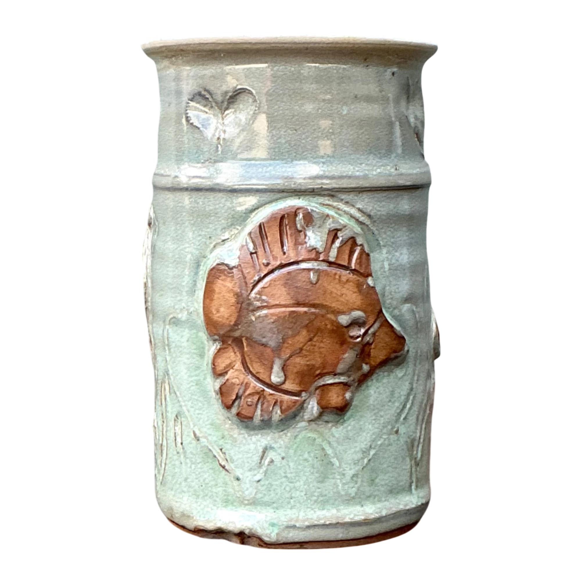 Handcrafted Sea Life Motif Ceramic Vase — additional photo 1