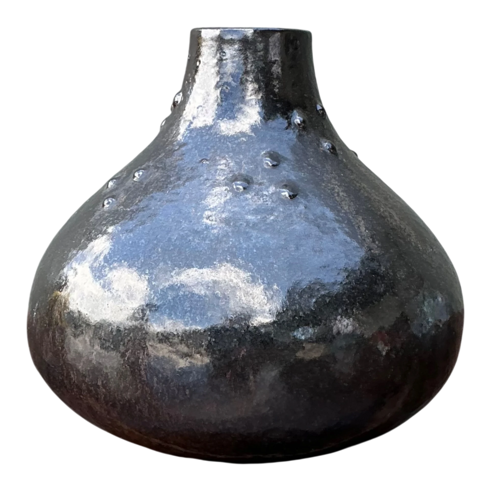 Vintage Black Textured Ceramic Vase — additional photo 1