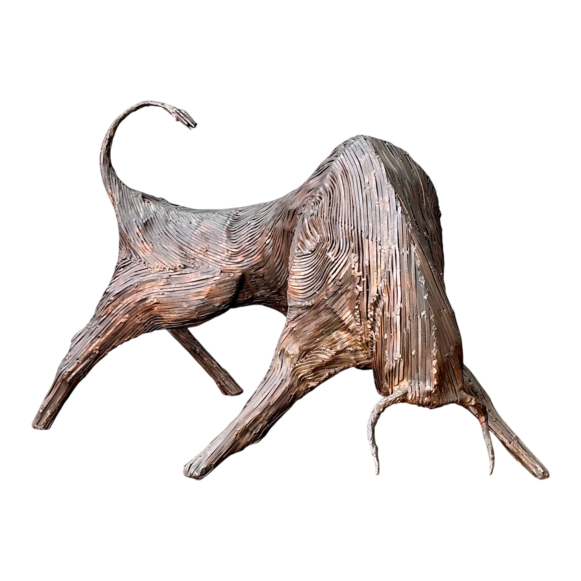 Vintage Metal Abstract Bull Sculpture — additional photo 1