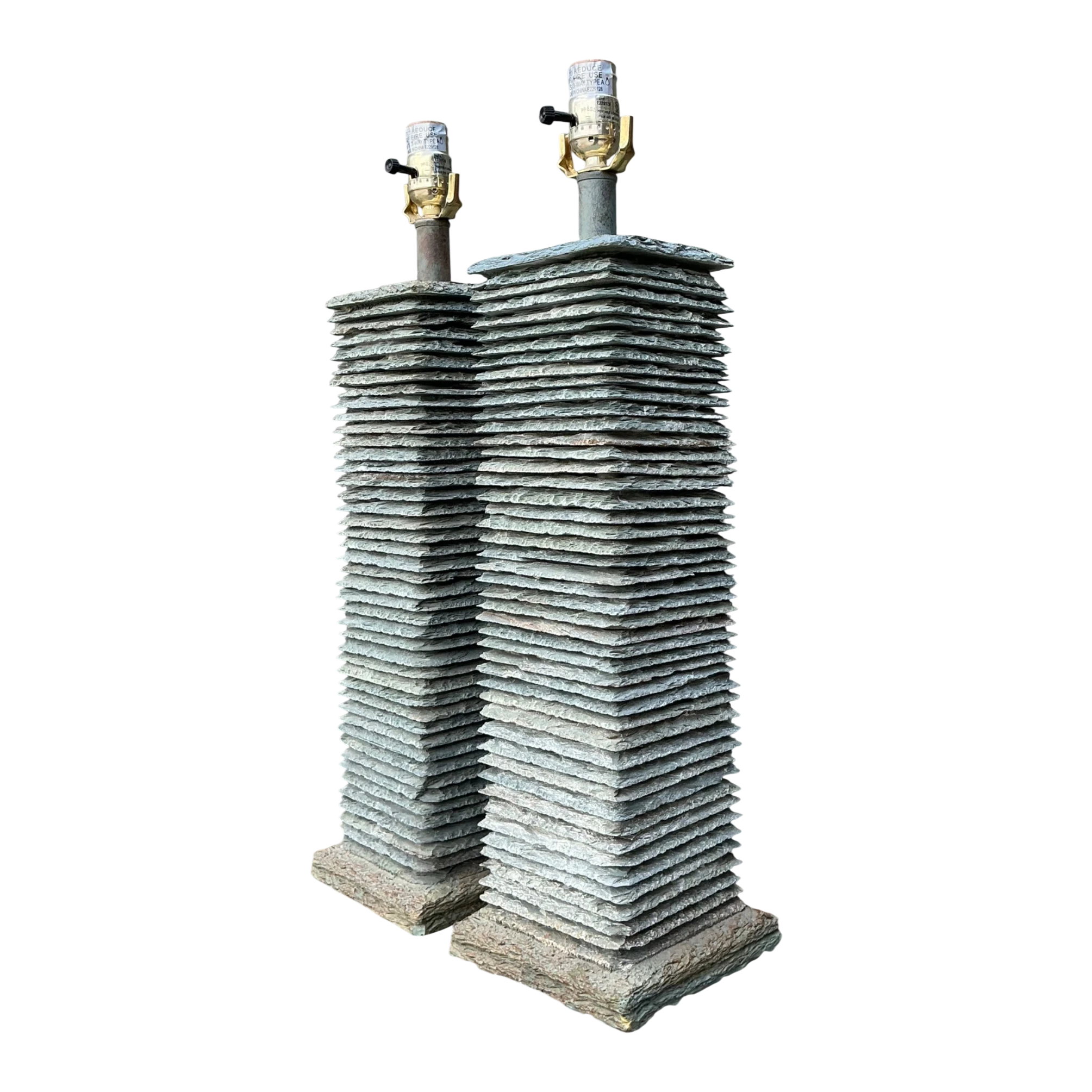 Vintage Stacked Stone Table Lamps - Pair — additional photo 1