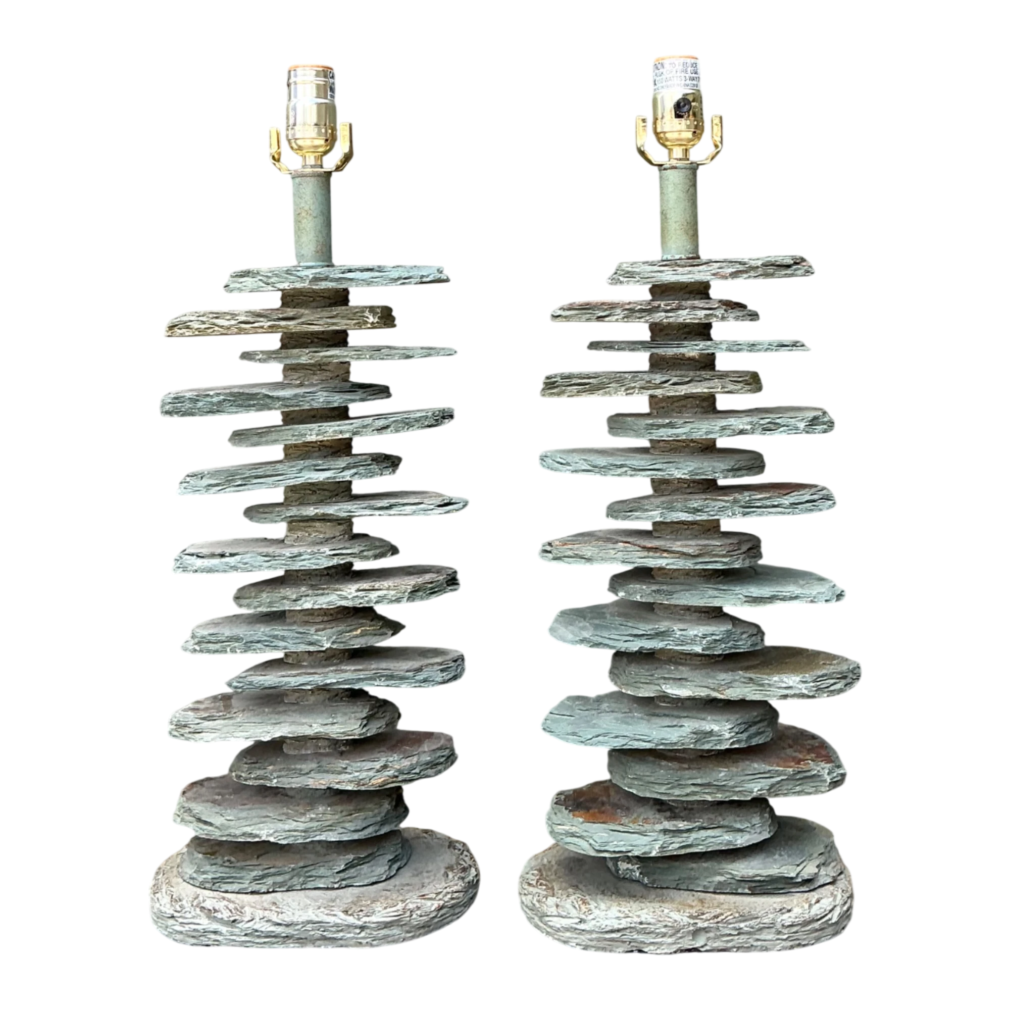 Vintage Stacked Stone Table Lamps - Pair — additional photo 1