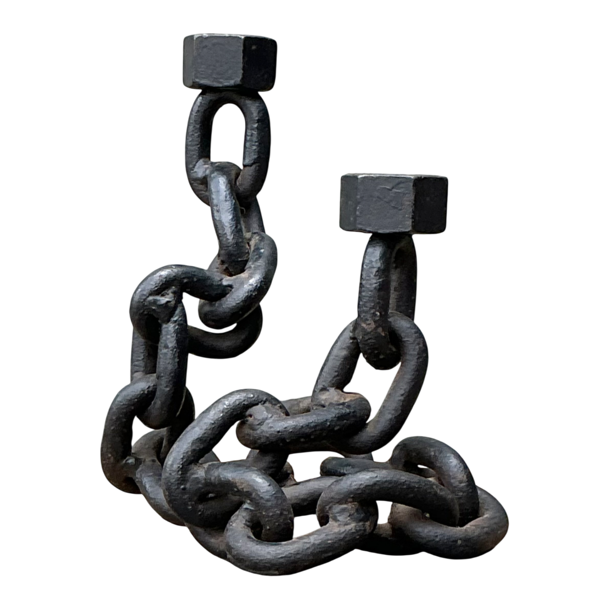 Vintage Iron Chain Link Candle Holder — additional photo 1