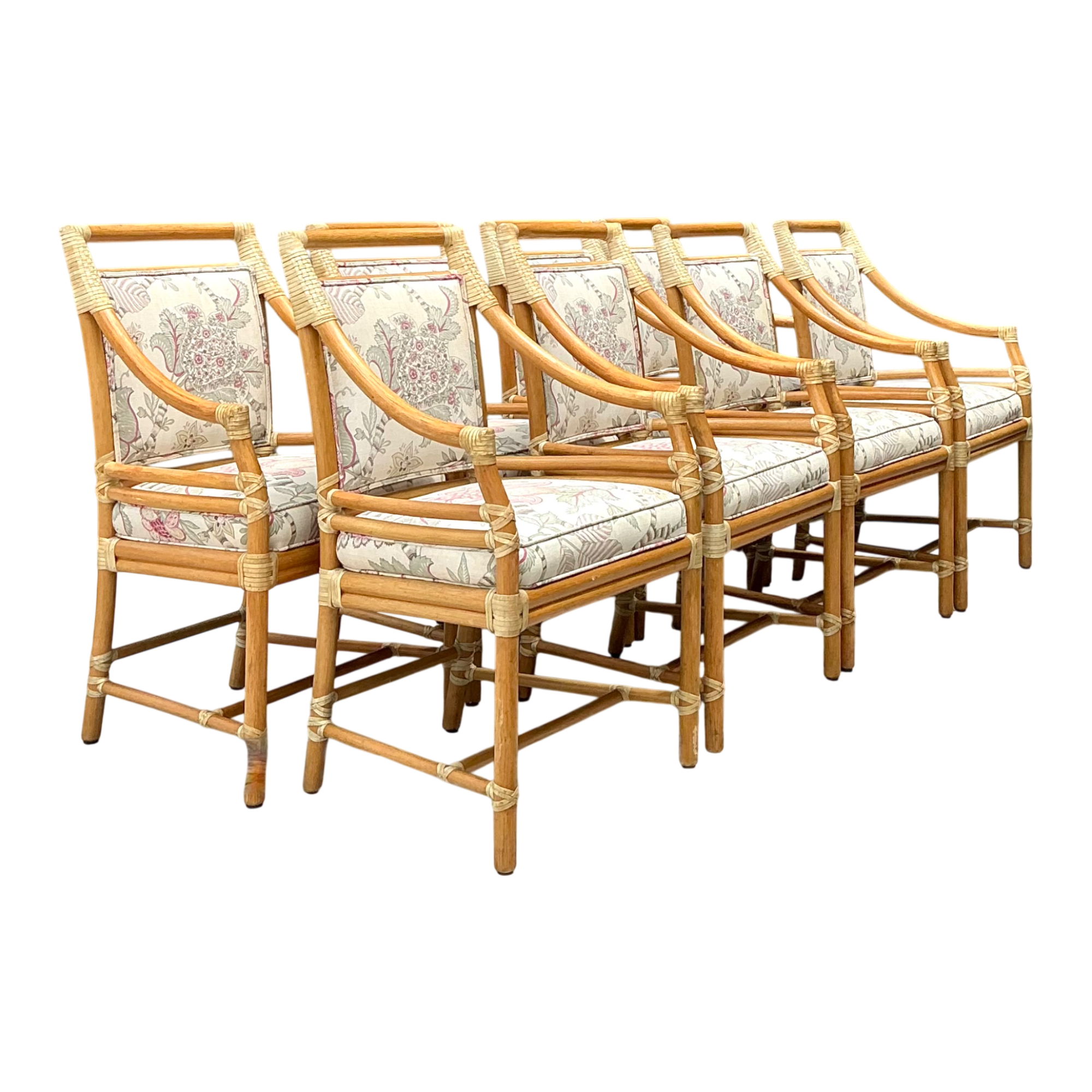 Vintage McGuire Target Back Dining Chairs - Set Of 8