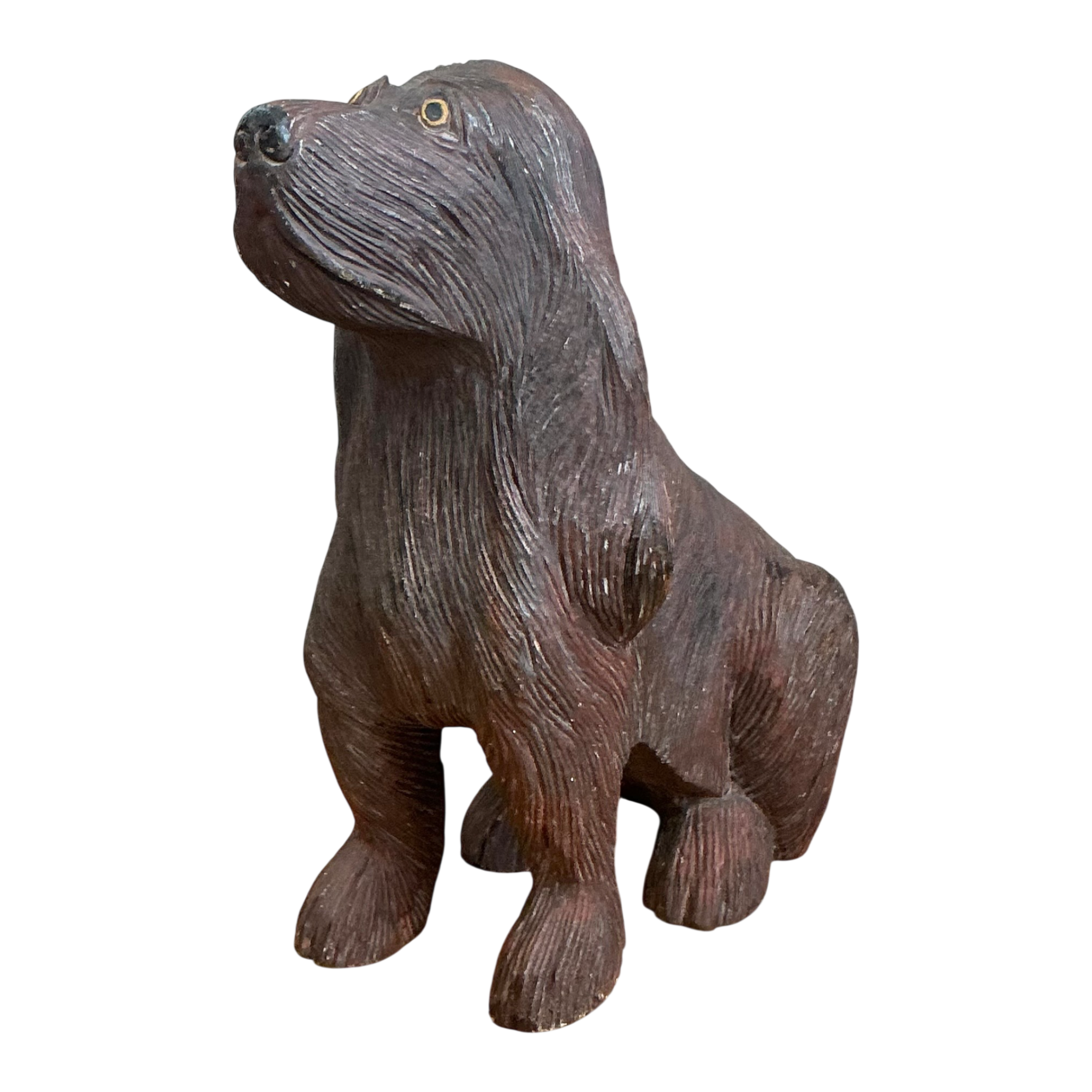 Vintage Carved Wood Dog Sculpture — additional photo 1