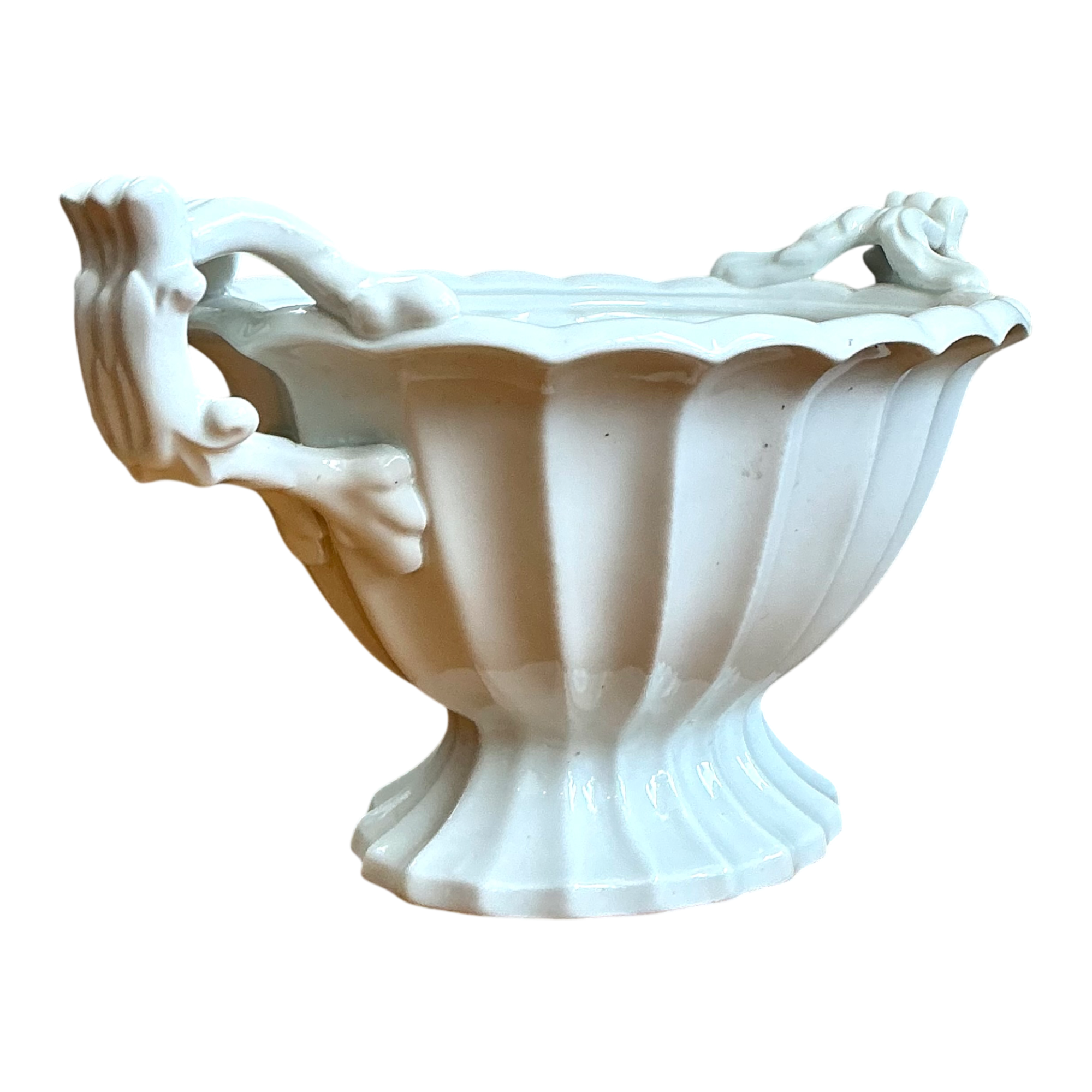 Ironstone Fluted Ceramic Footed Orchid Bowl — additional photo 1