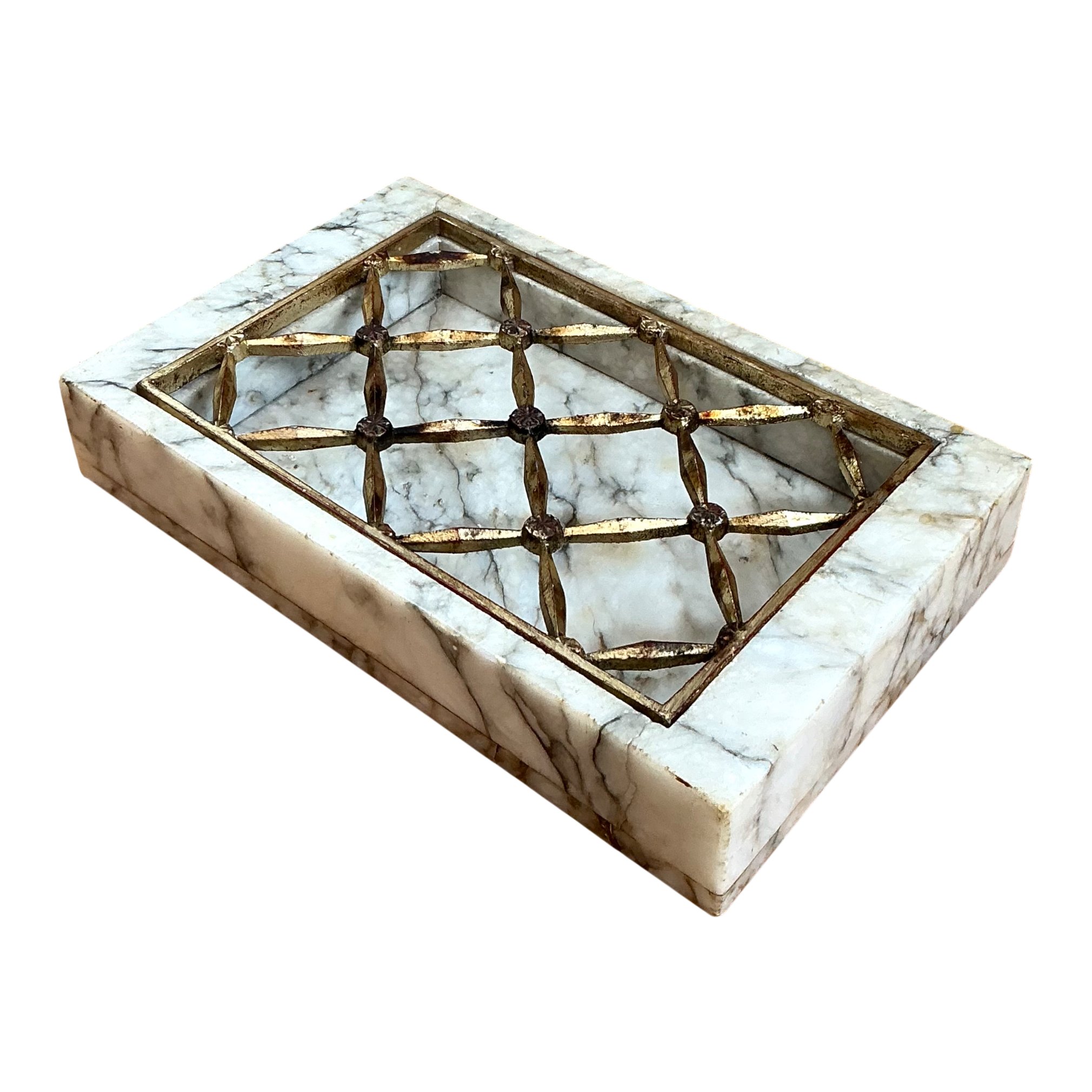 Vintage Marble and Brass Decorative Dresser Tray — additional photo 1