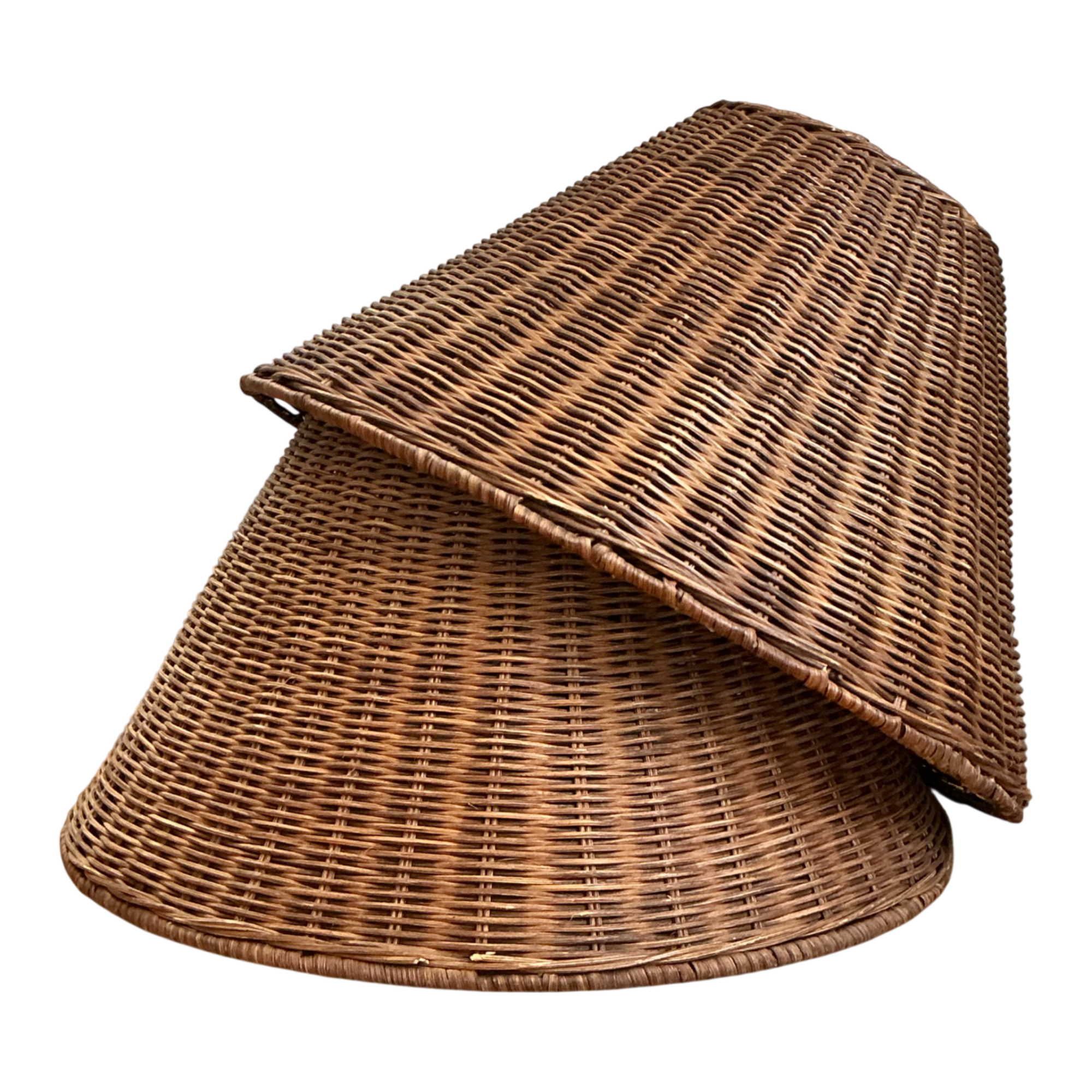 Vintage Woven Rattan Lamp Shades - Pair