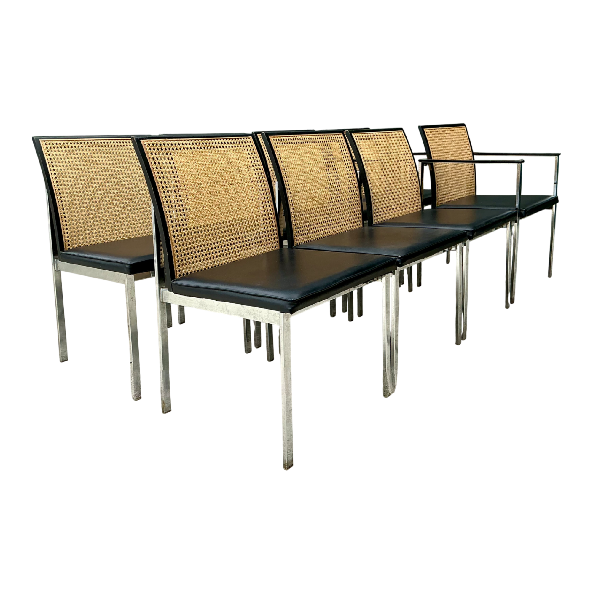Vintage Paul McCobb For Lane Chrome and Cane Dining Chairs - Set of 8 — additional photo 1