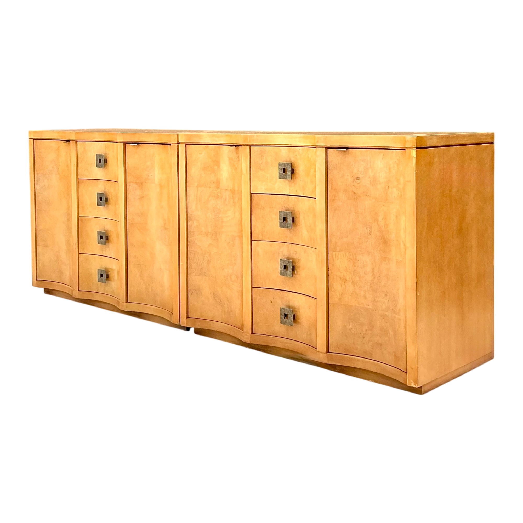 Vintage Deco Burl Wood and Metal Chest Of Drawers - A Pair — additional photo 1