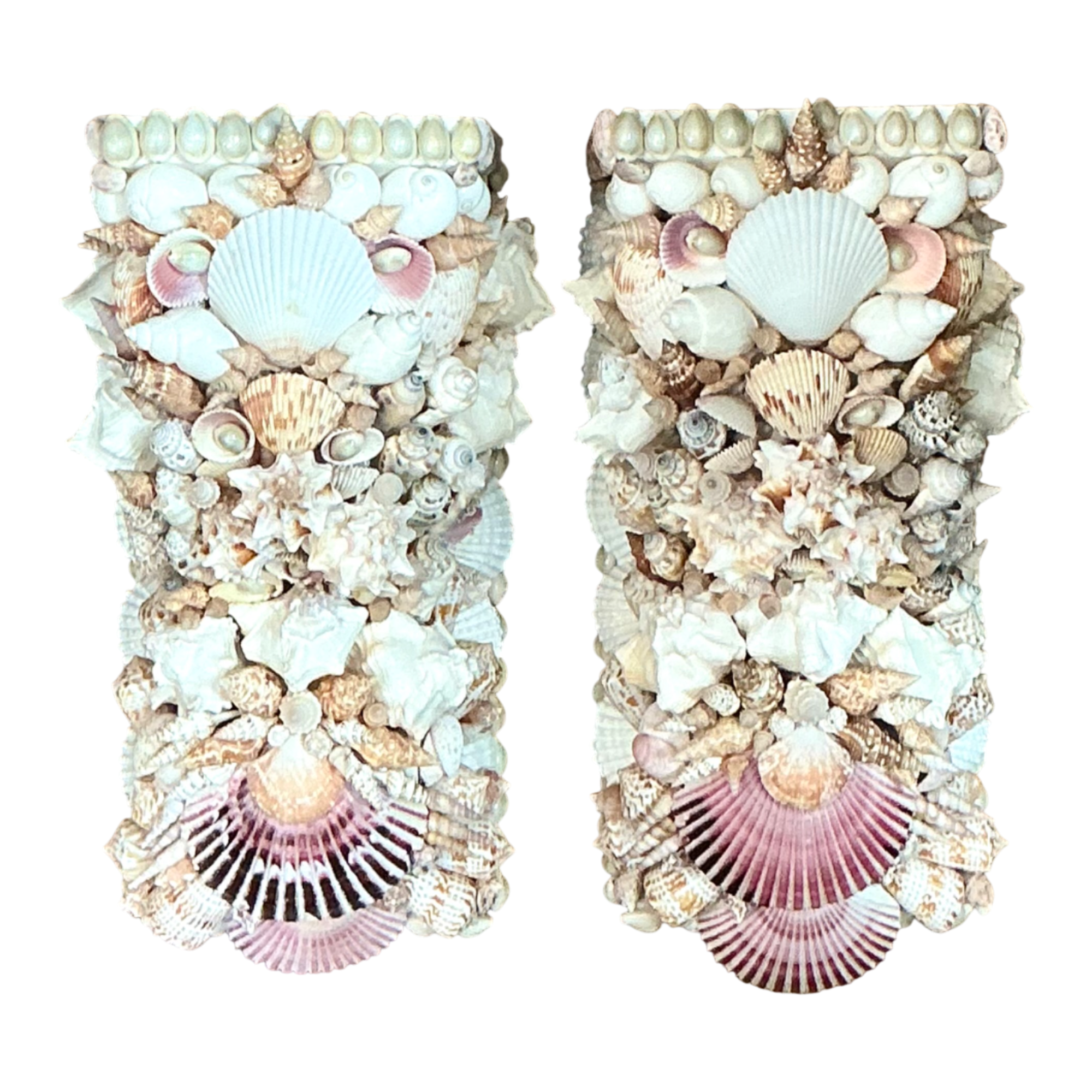 Vintage Shell Encrusted Wall Brackets - Pair