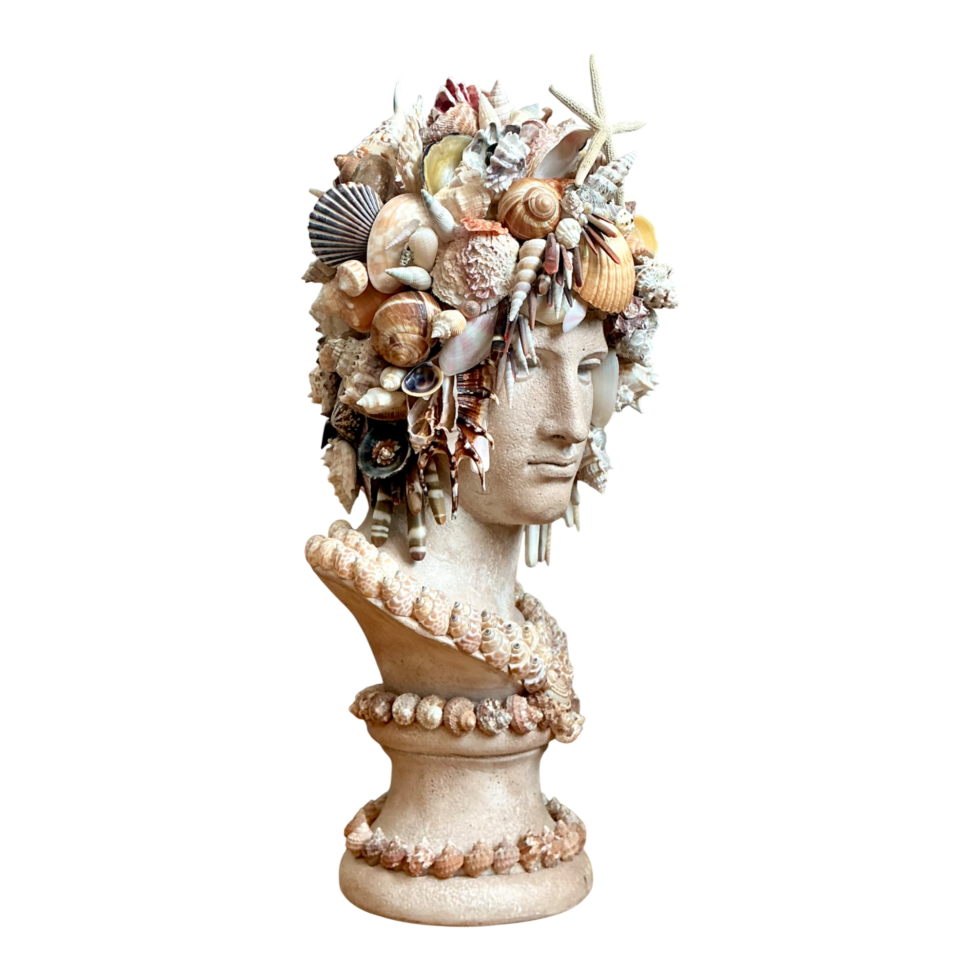 Vintage Shell Encrusted Bust Sculpture