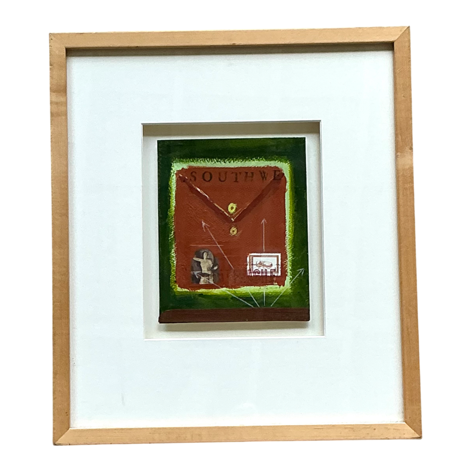 Framed Abstract Mixed Media Postal Design Art