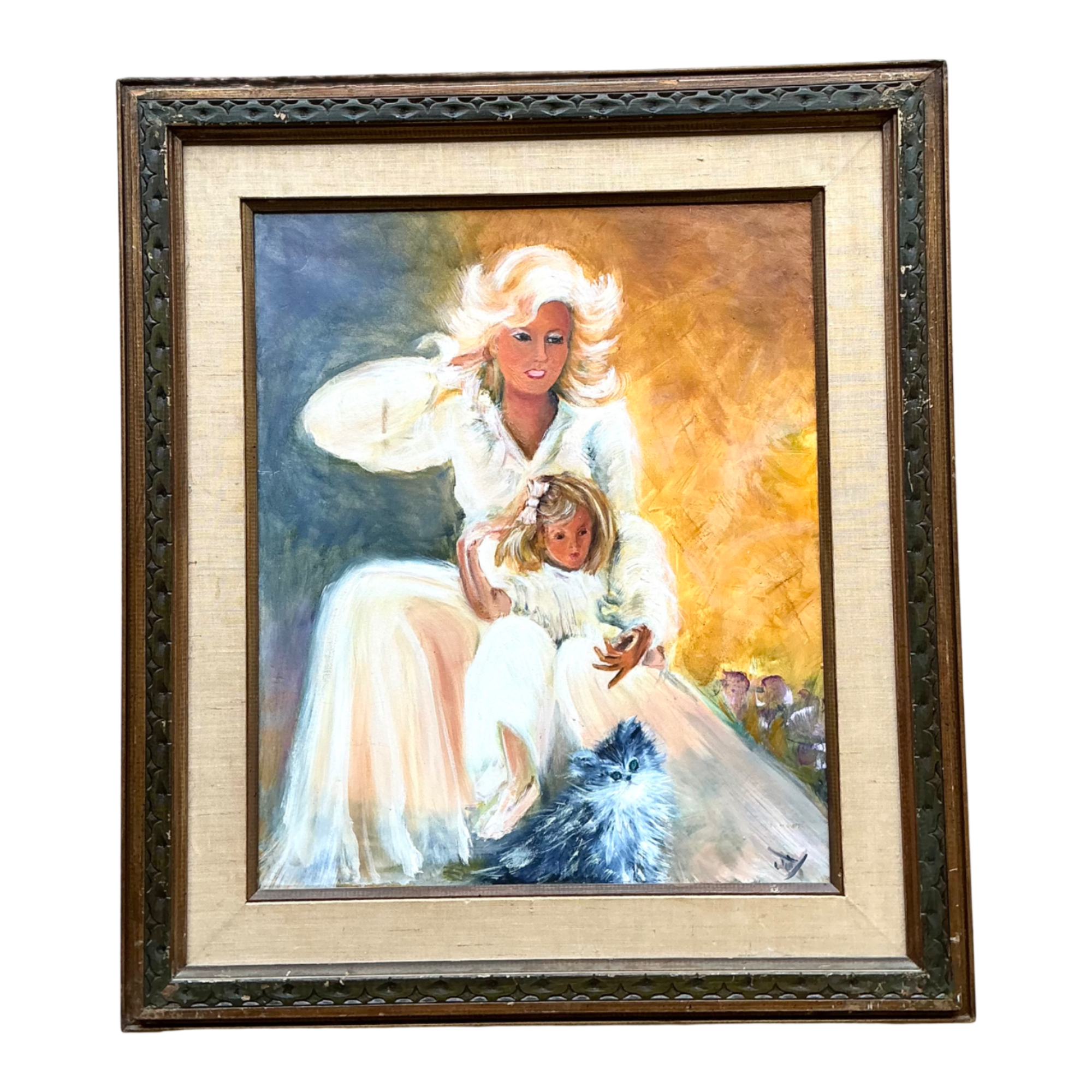 Vintage Mother and Child Oil Painting — additional photo 1