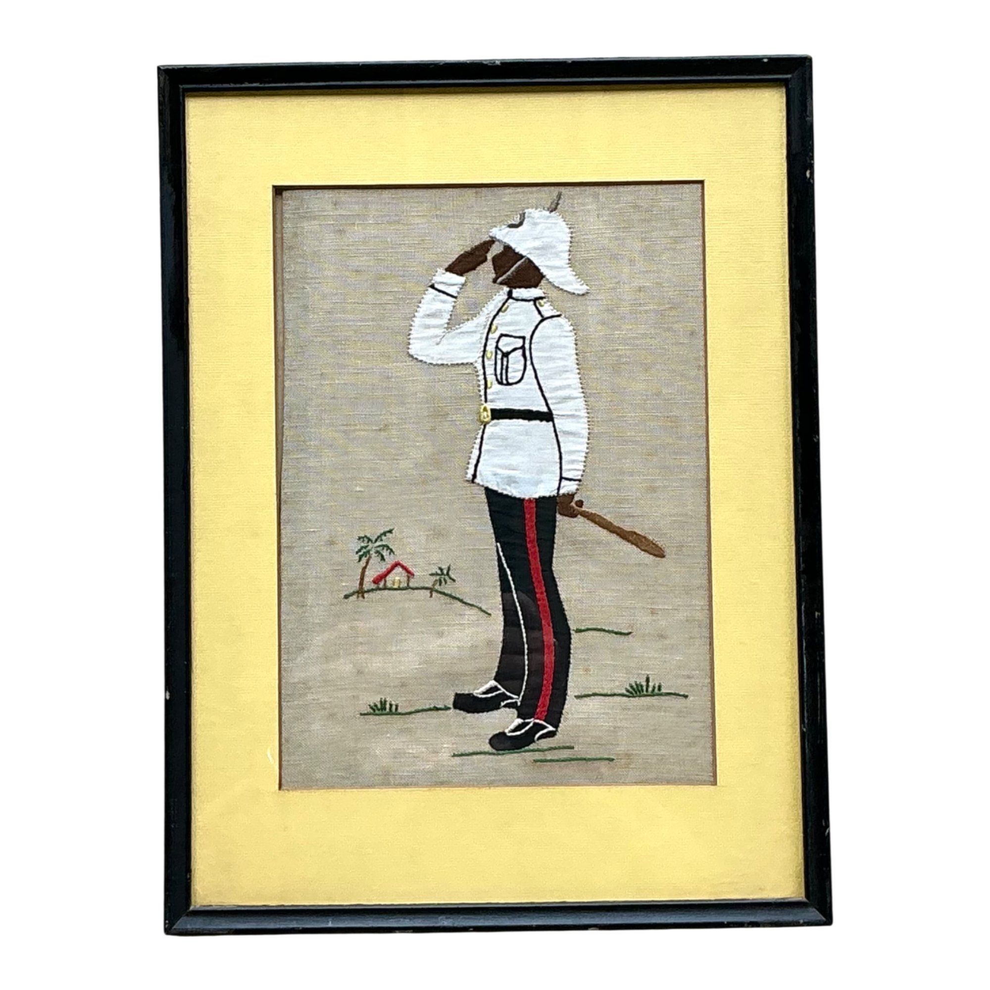 Vintage Framed Soldier Embroidery Art — additional photo 1