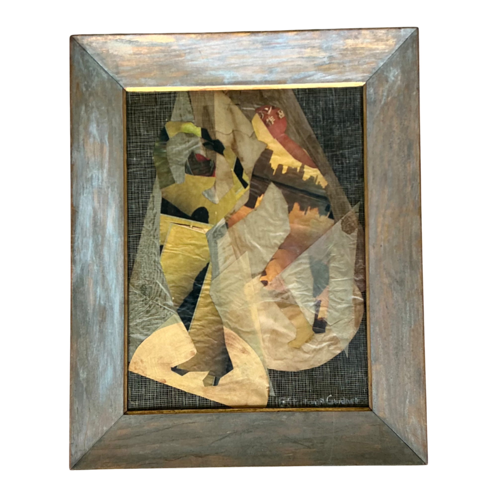 Framed Abstract Mixed Media Figurative Collage