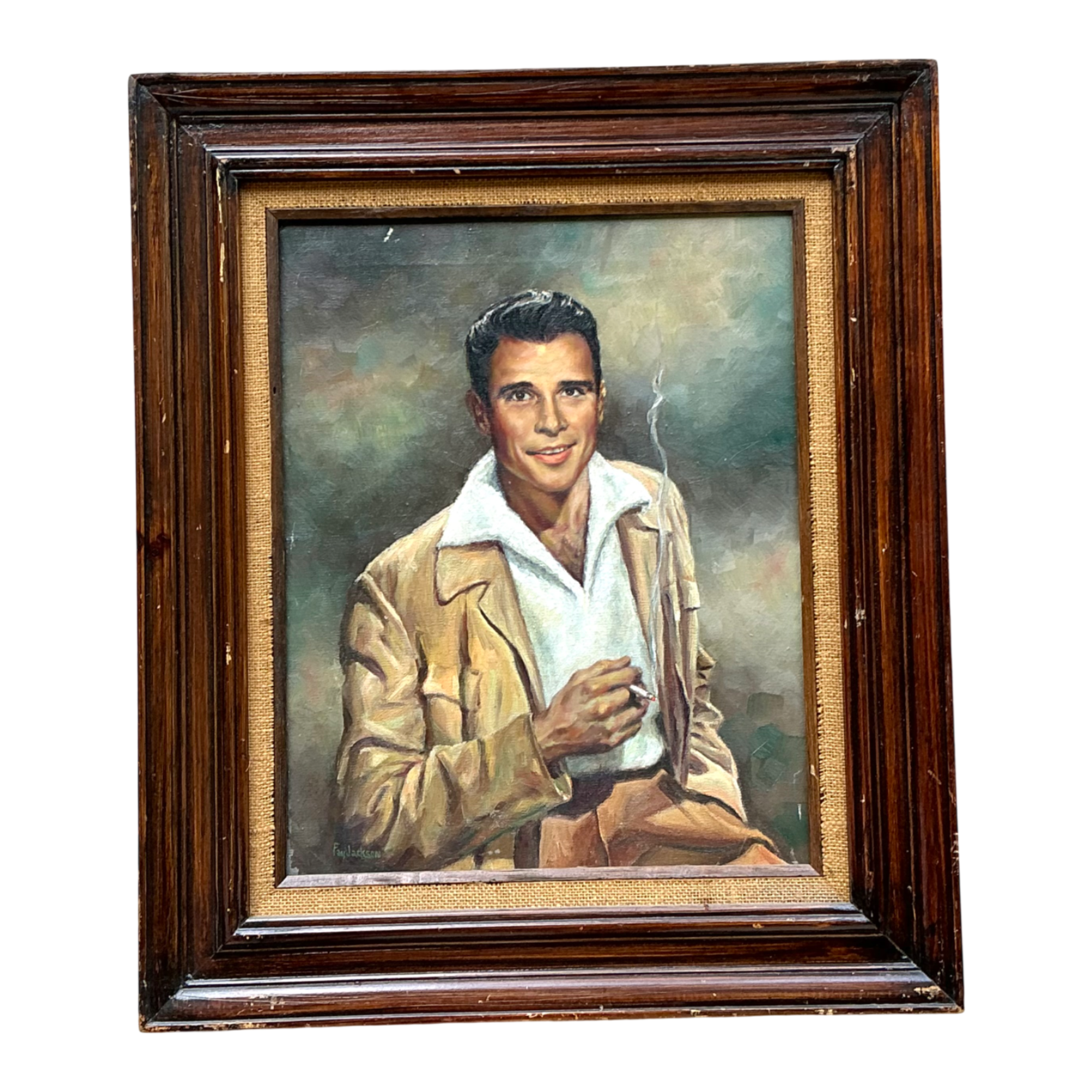Vintage Framed Figurative Portrait Painting — additional photo 1