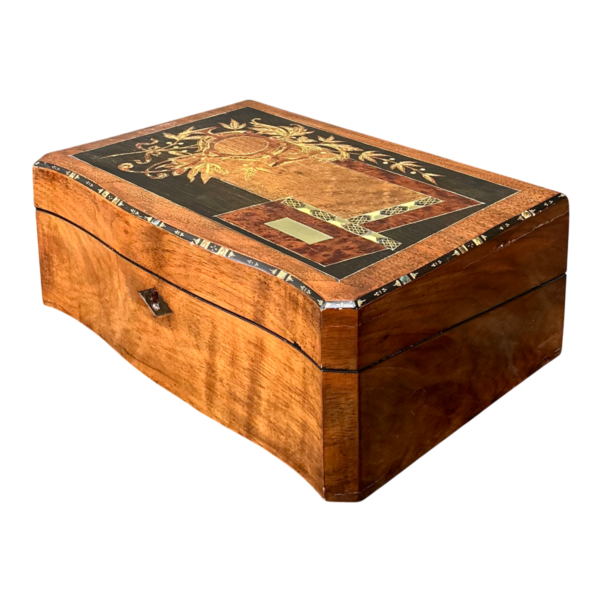 Vintage Wood Inlay Writing Desk With Inkwells — additional photo 1