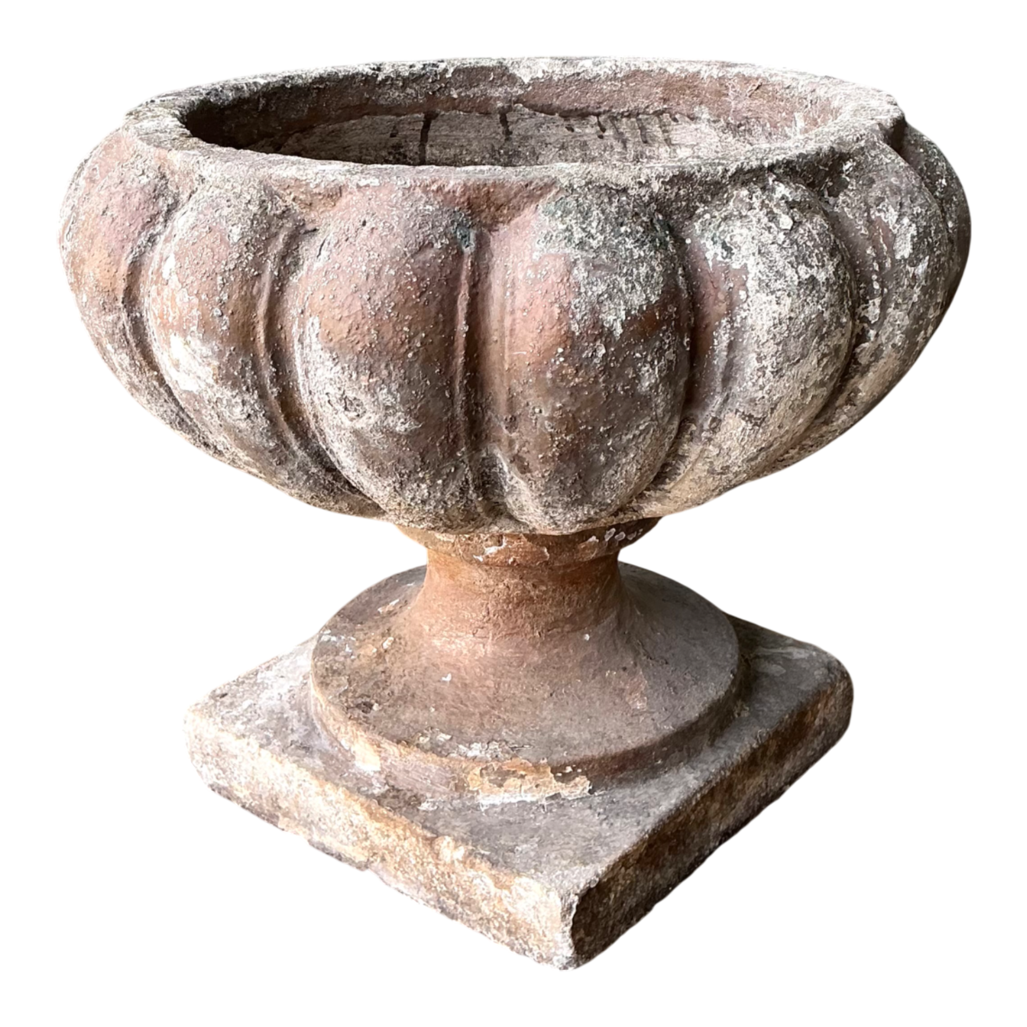 Vintage Fluted Cement Garden Urn
