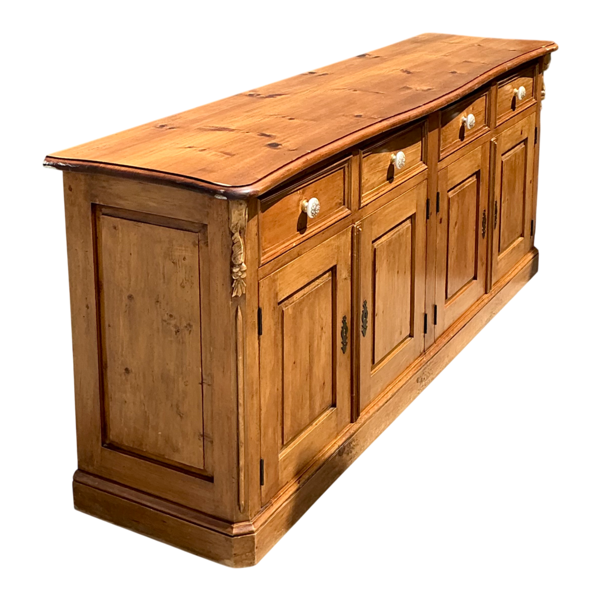 Vintage Carved Knotty Pine Credenza — additional photo 1