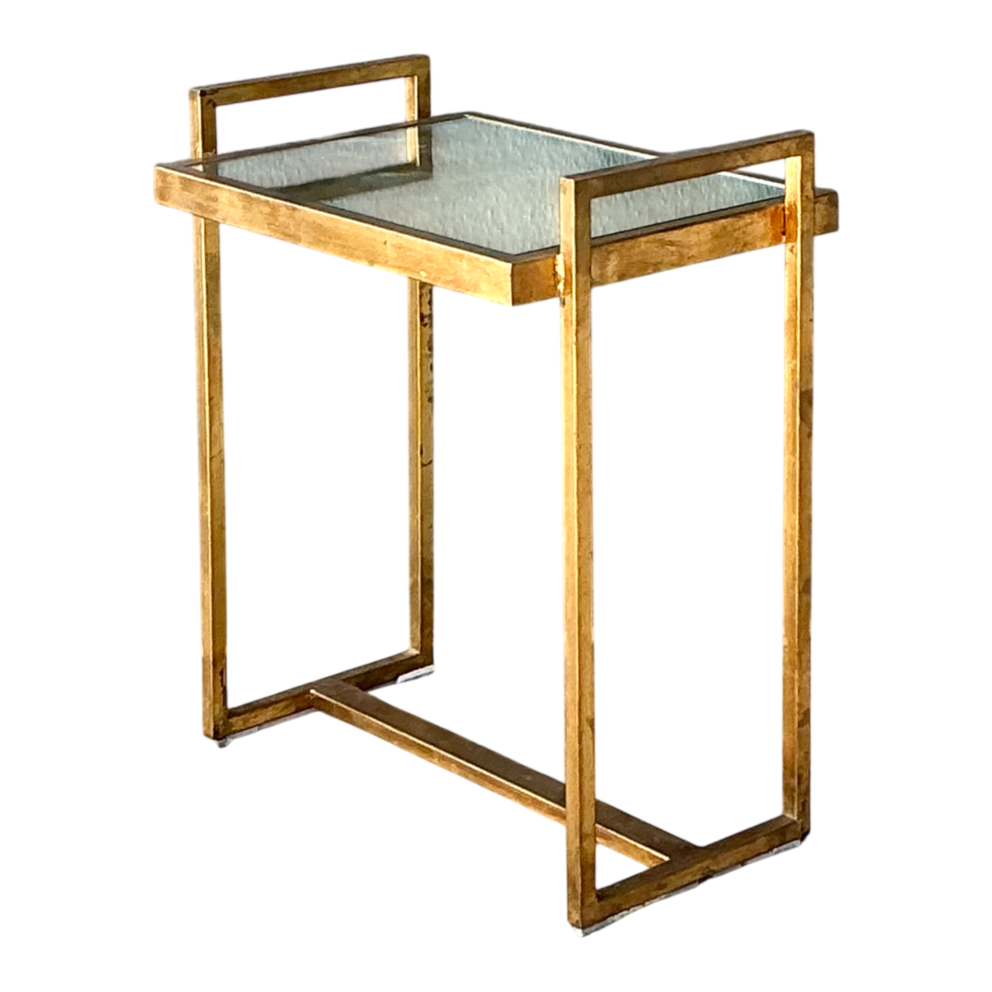 Vintage Metal and Mirrored Glass Side Table — additional photo 1