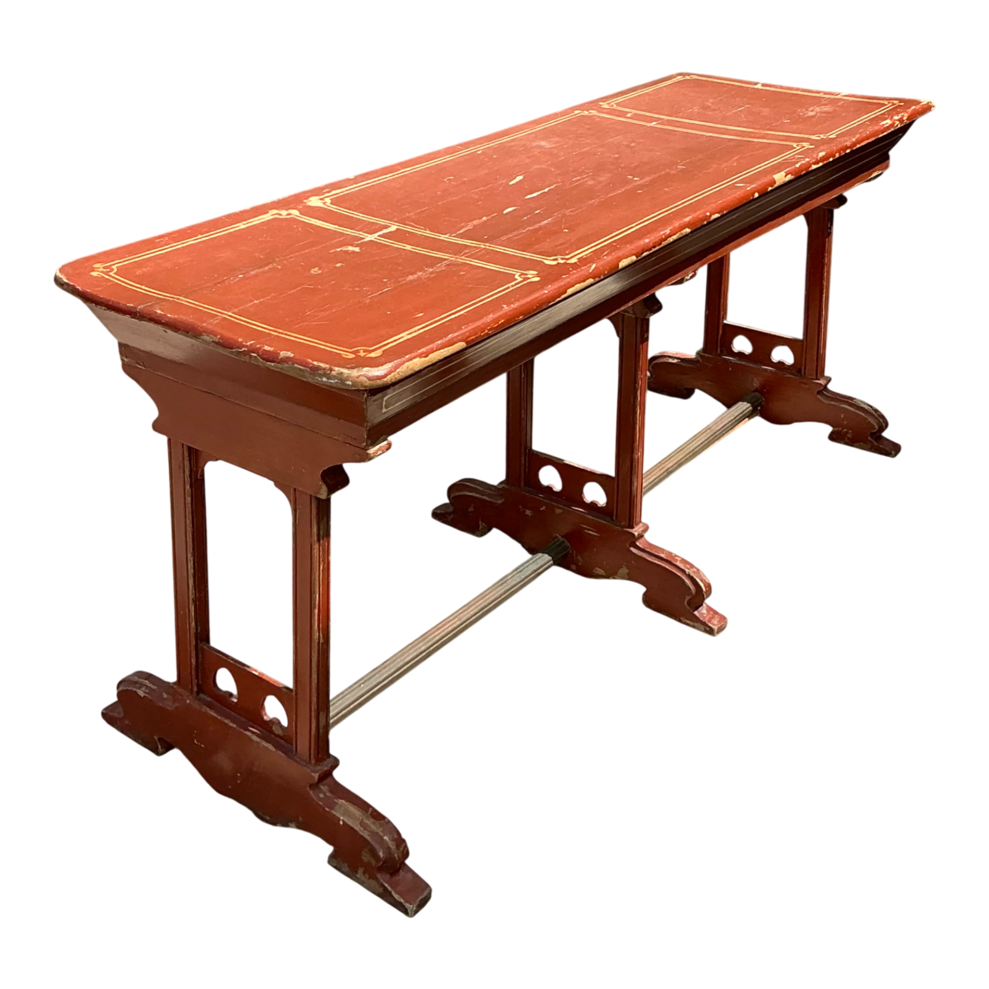 Vintage Rustic Red Wood Console Table — additional photo 1