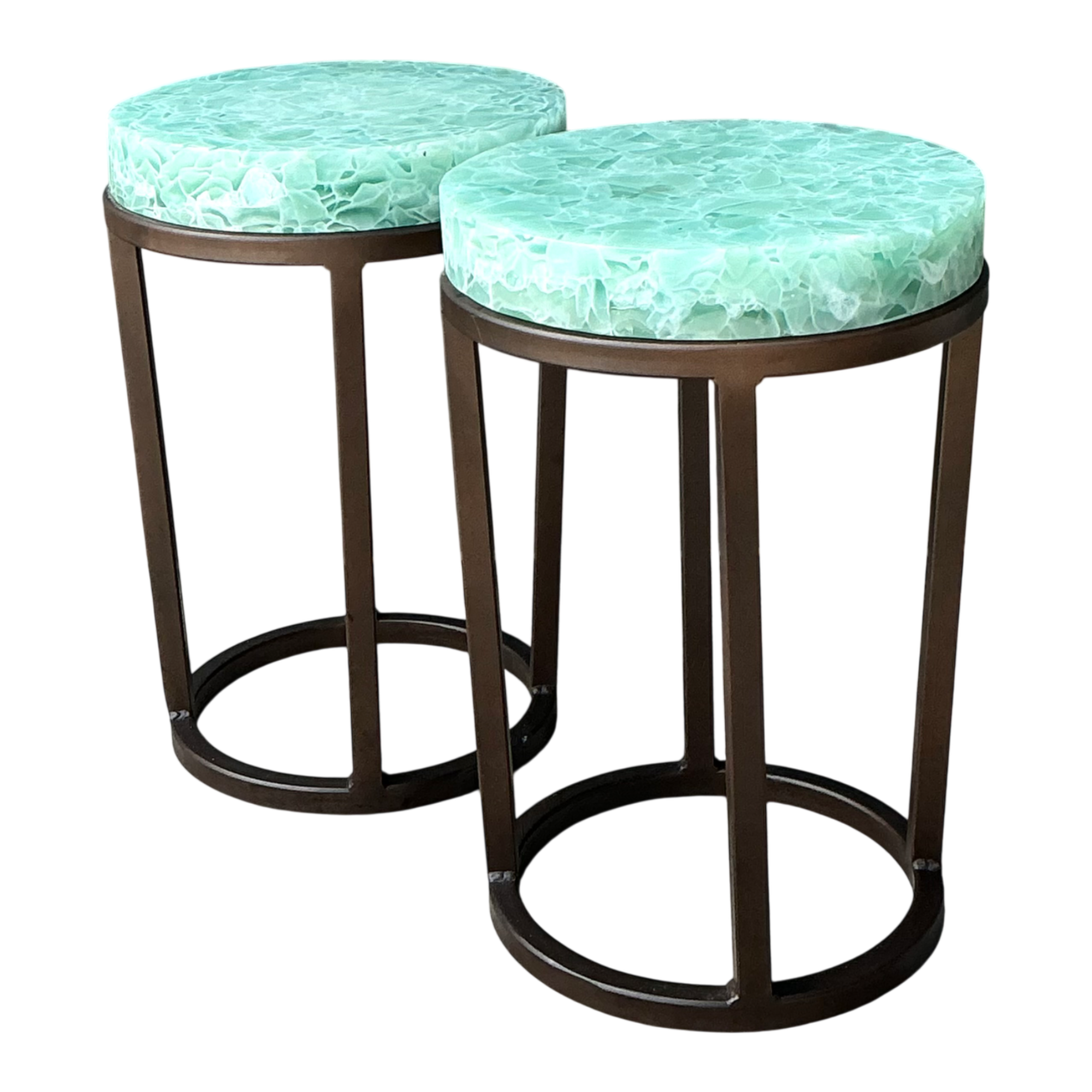 Vintage Stone and Metal Side Tables - Pair — additional photo 1