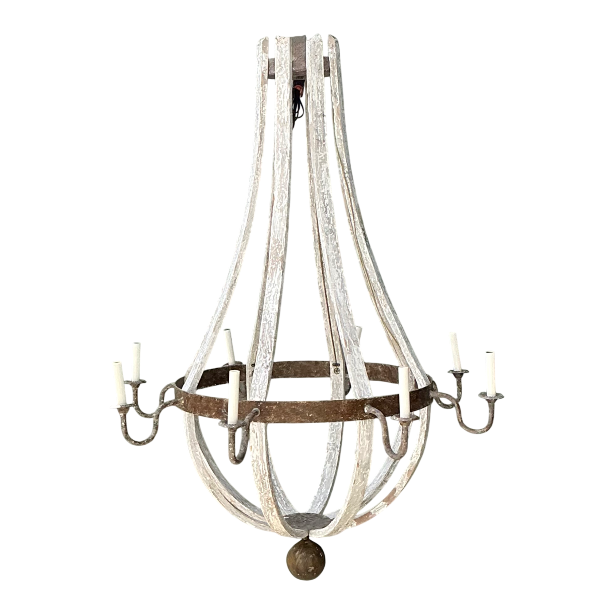 Vintage Rustic Wood and Metal Chandelier
