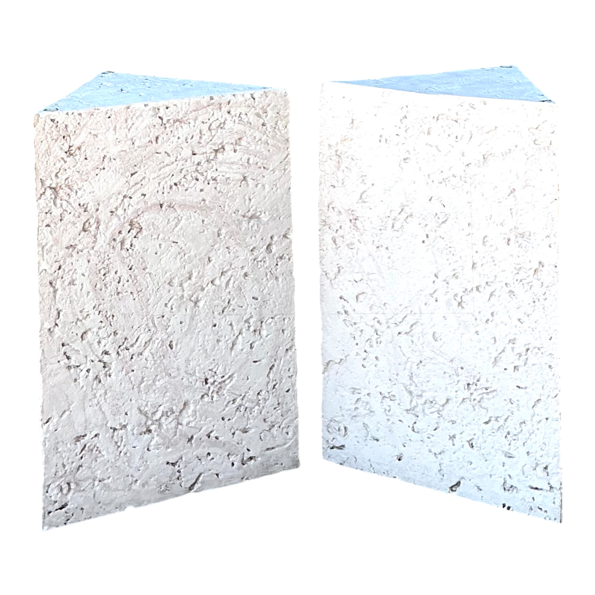 Vintage Plaster Faux Coral Geometric Table Pedestals - Pair