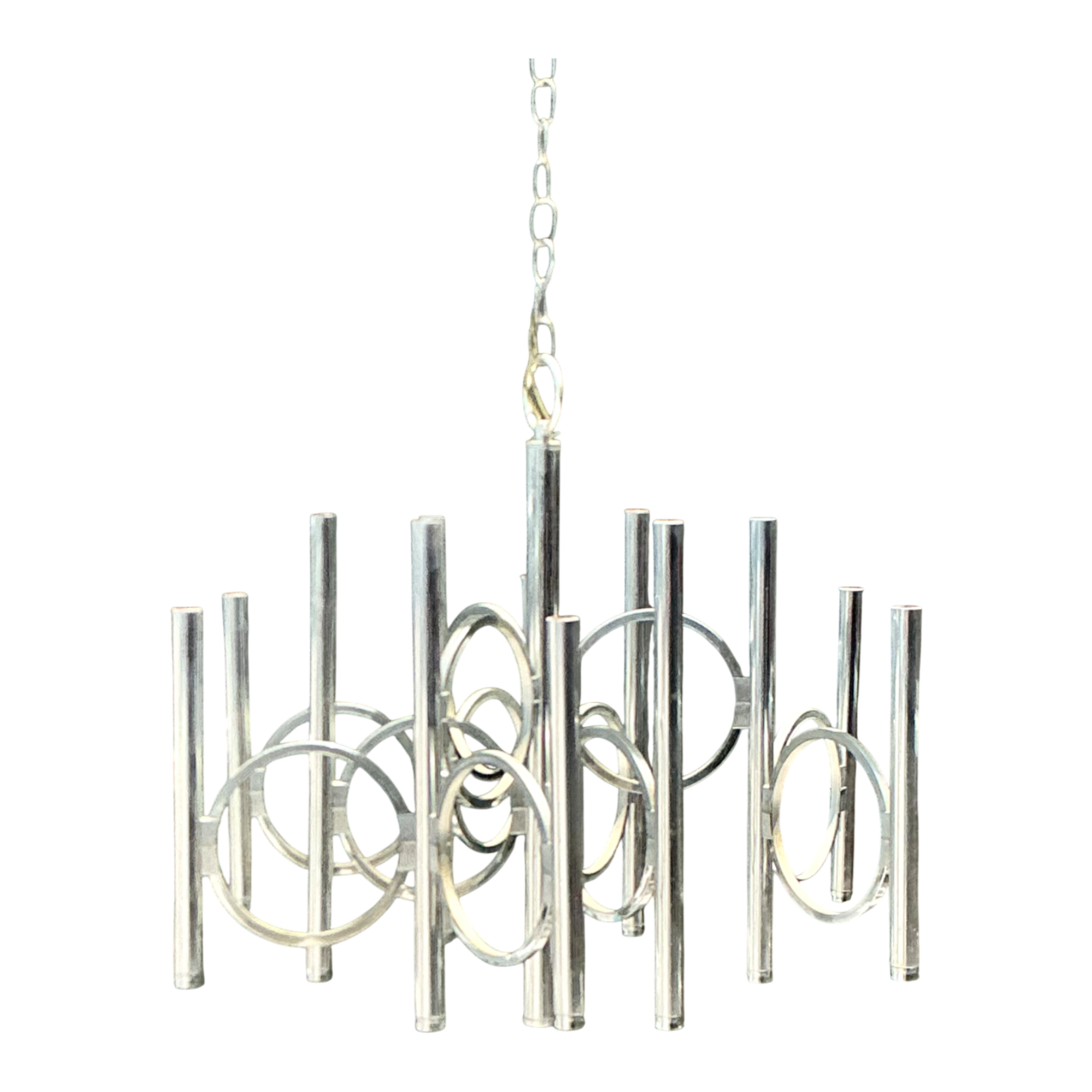 Vintage Scolari For Lightolier Chrome Chandelier