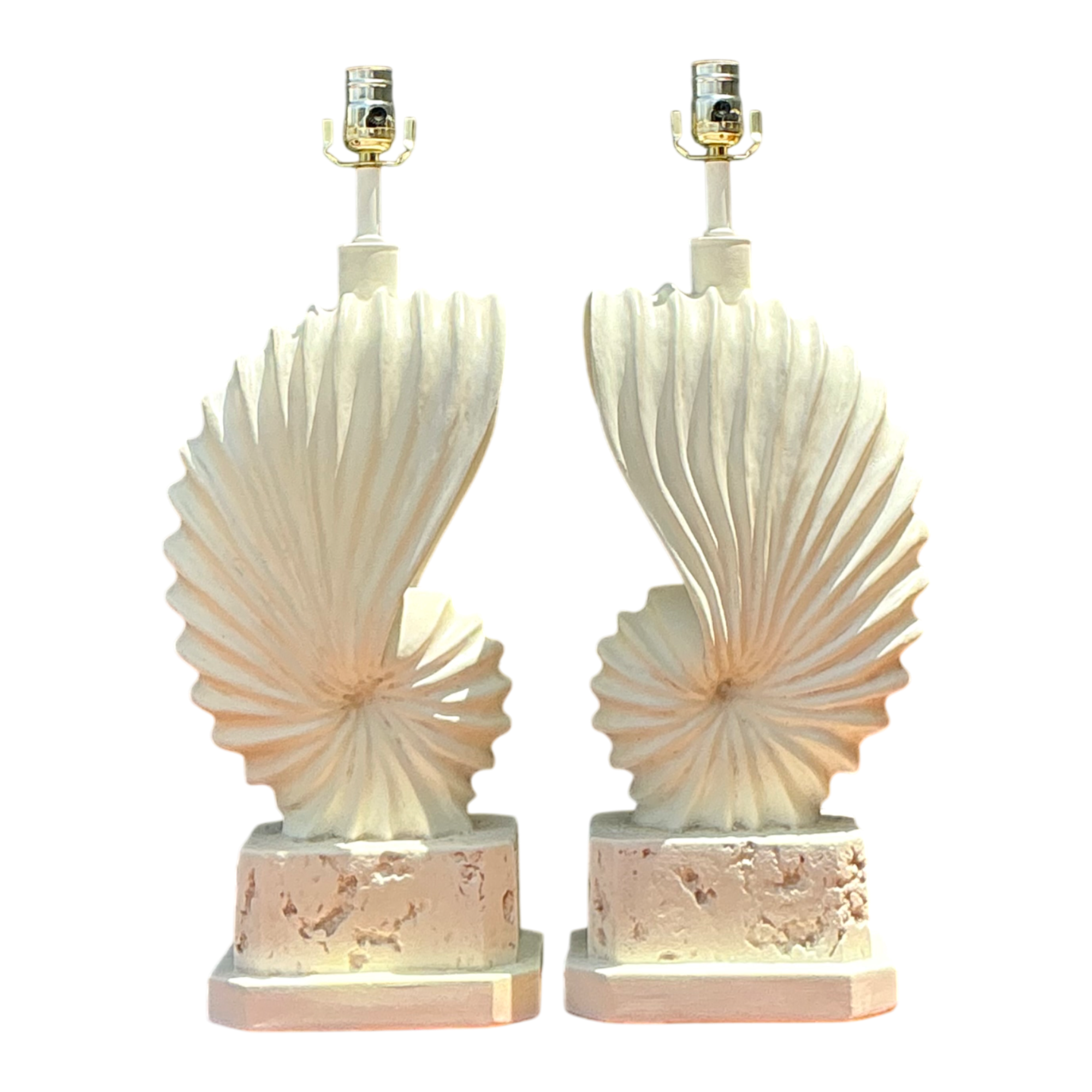 Vintage Plaster Shell Form Table Lamps - Pair