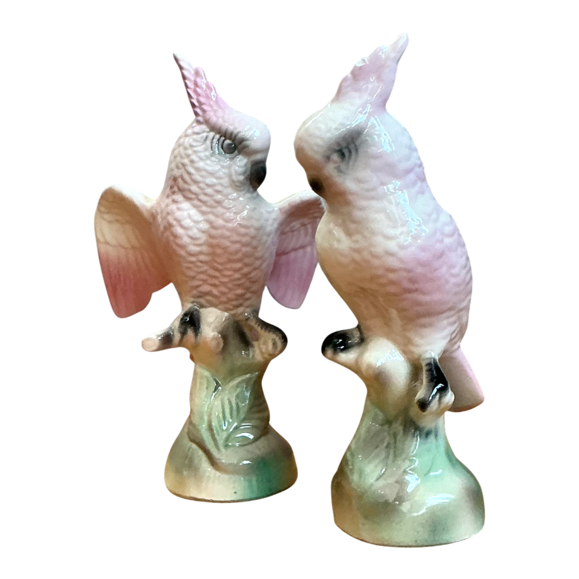 Vintage Ceramic Cockatoo Figurines - Pair