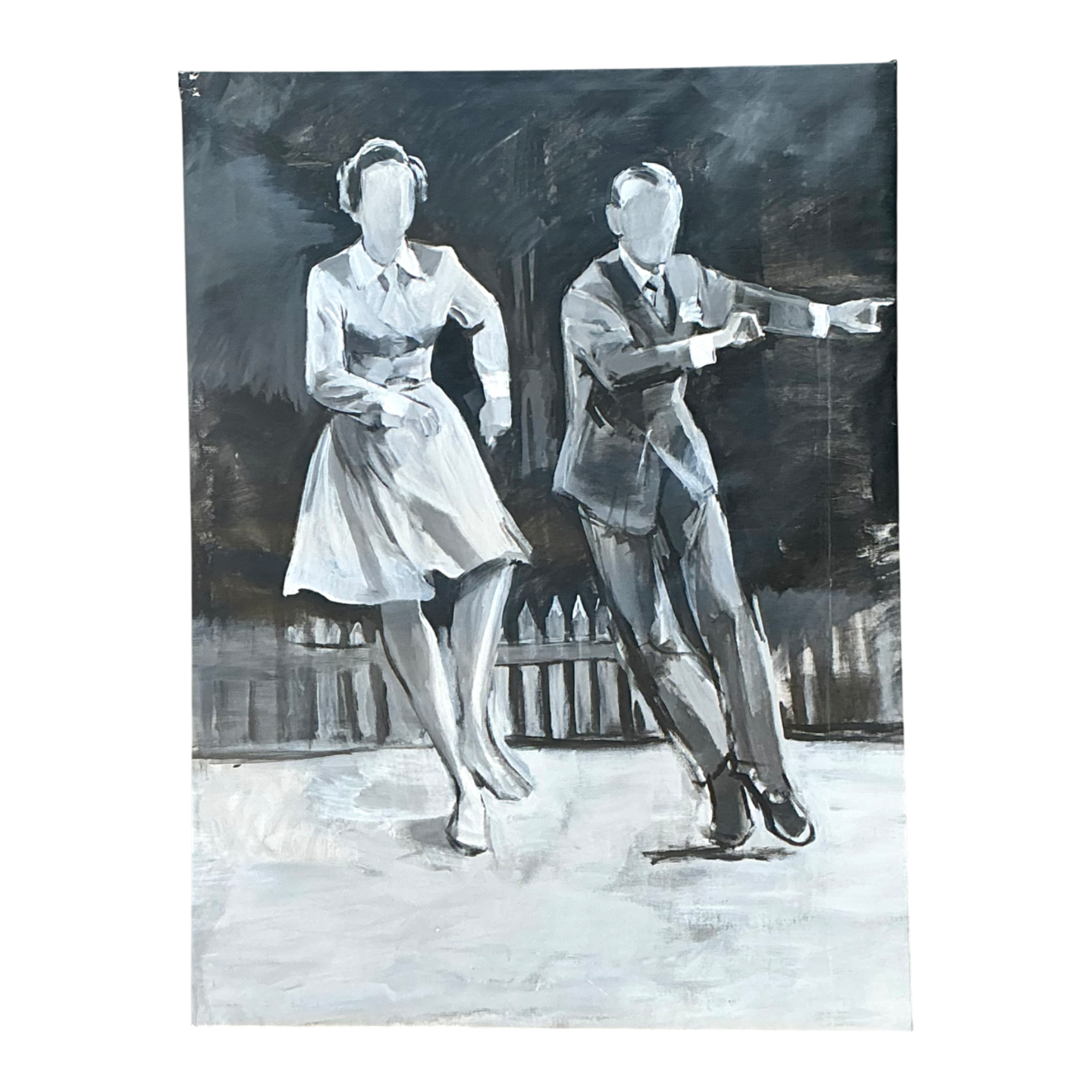 Vintage Black and White Dance Portrait on Canvas