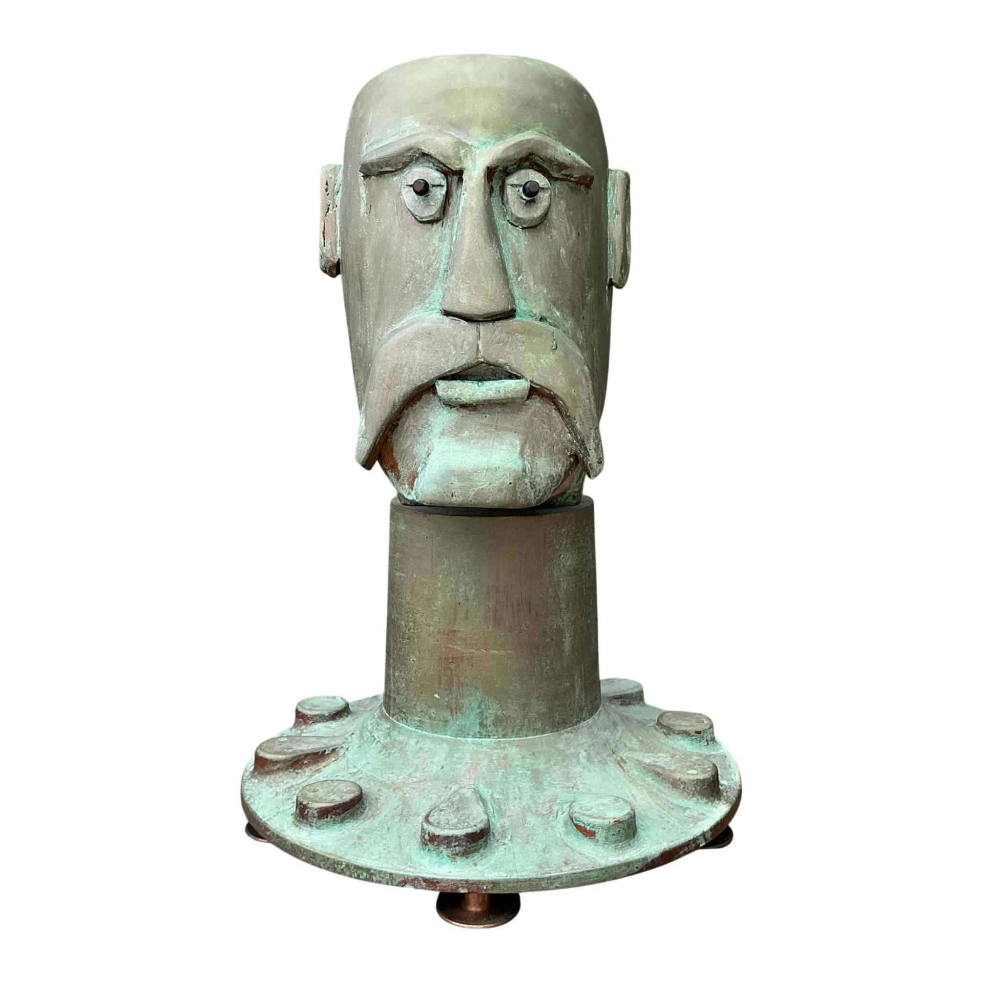 Vintage Steampunk Patinated Resin Bust Of Man
