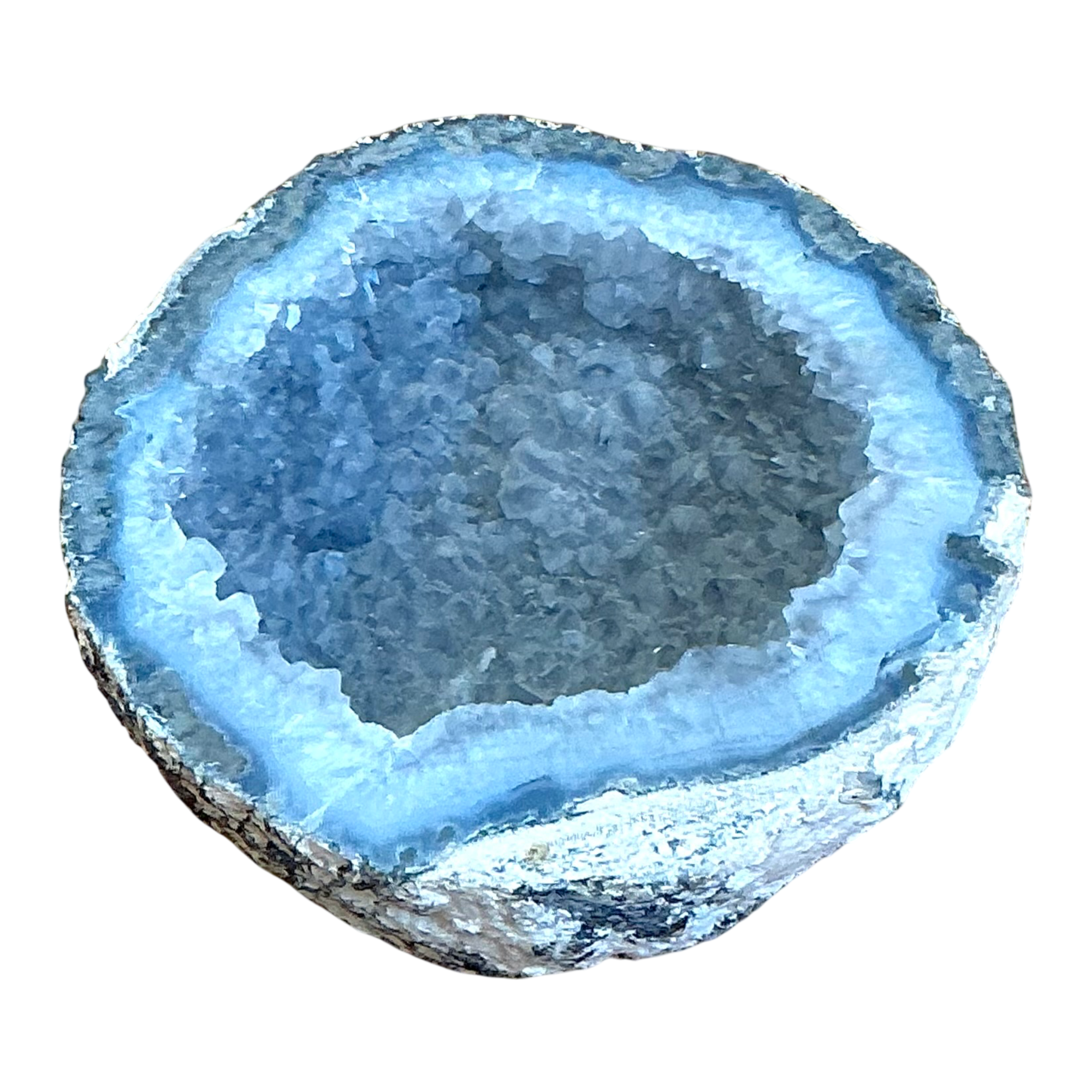 Vintage Natural Blue Quartz Geode