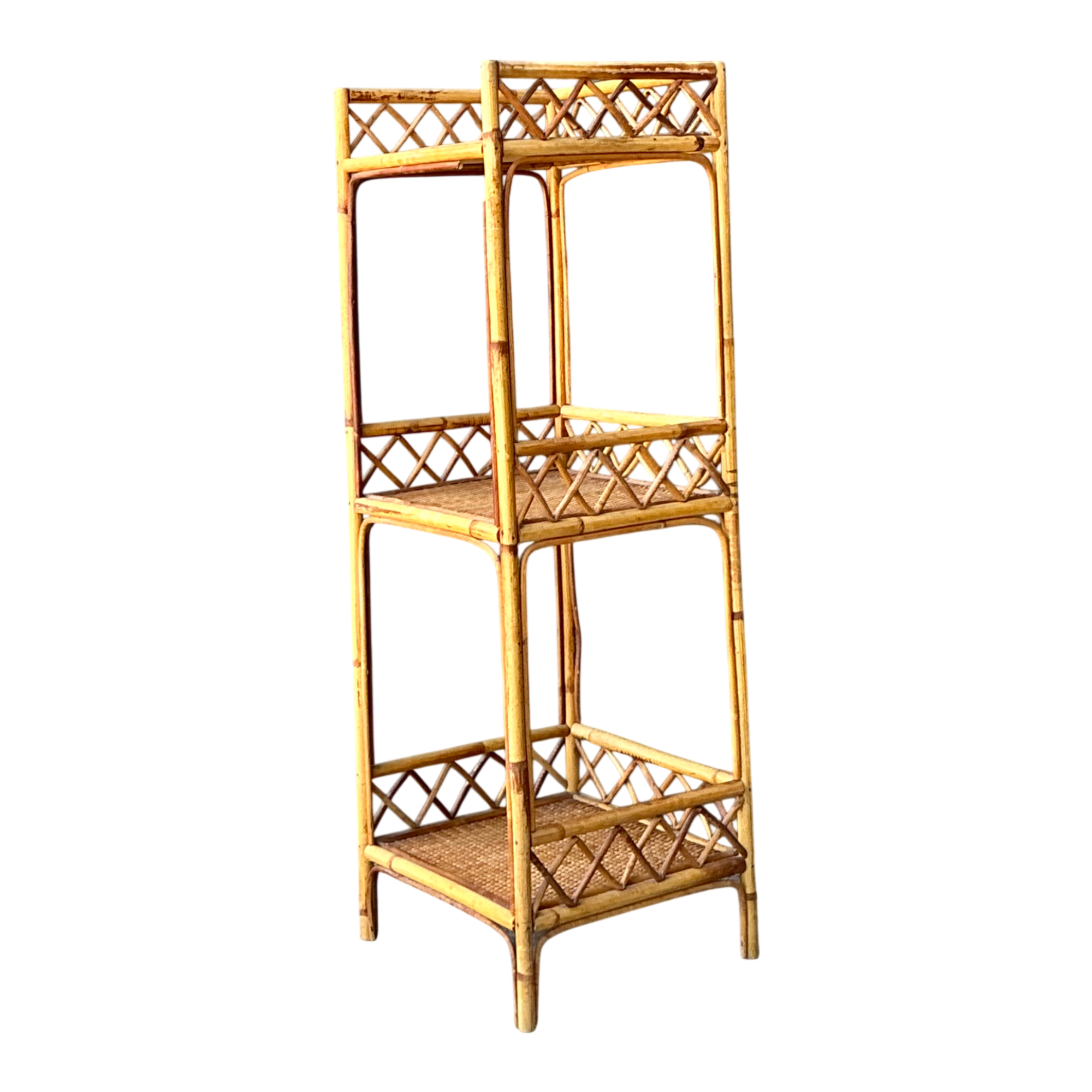 Vintage Rattan Three-Tier Shelf