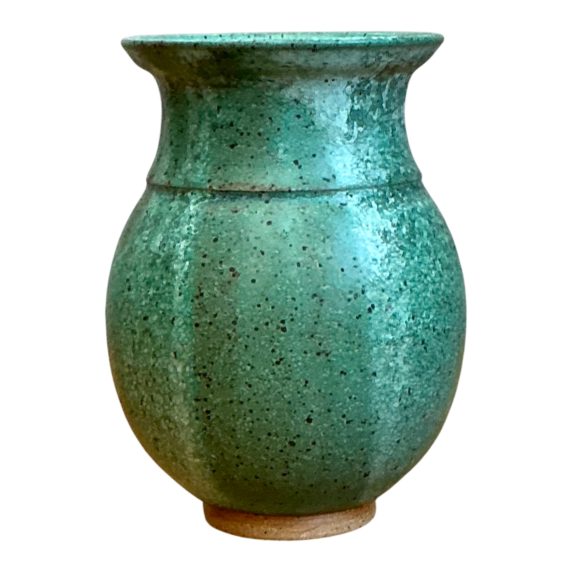 Vintage Speckled Green Ceramic Vase — additional photo 1
