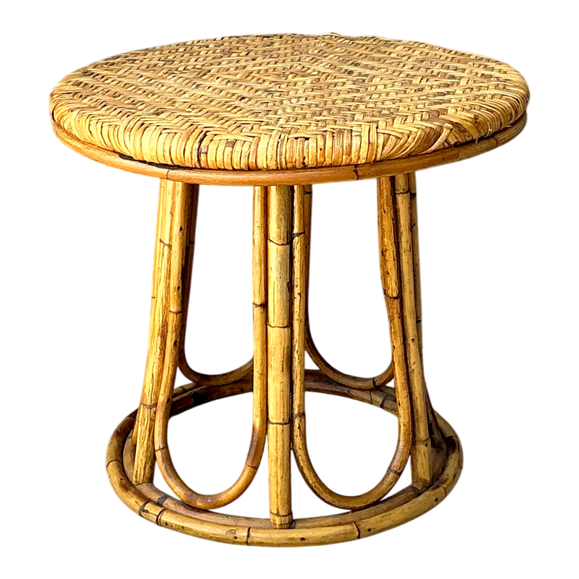 Vintage Woven Rattan Accent Table — additional photo 1