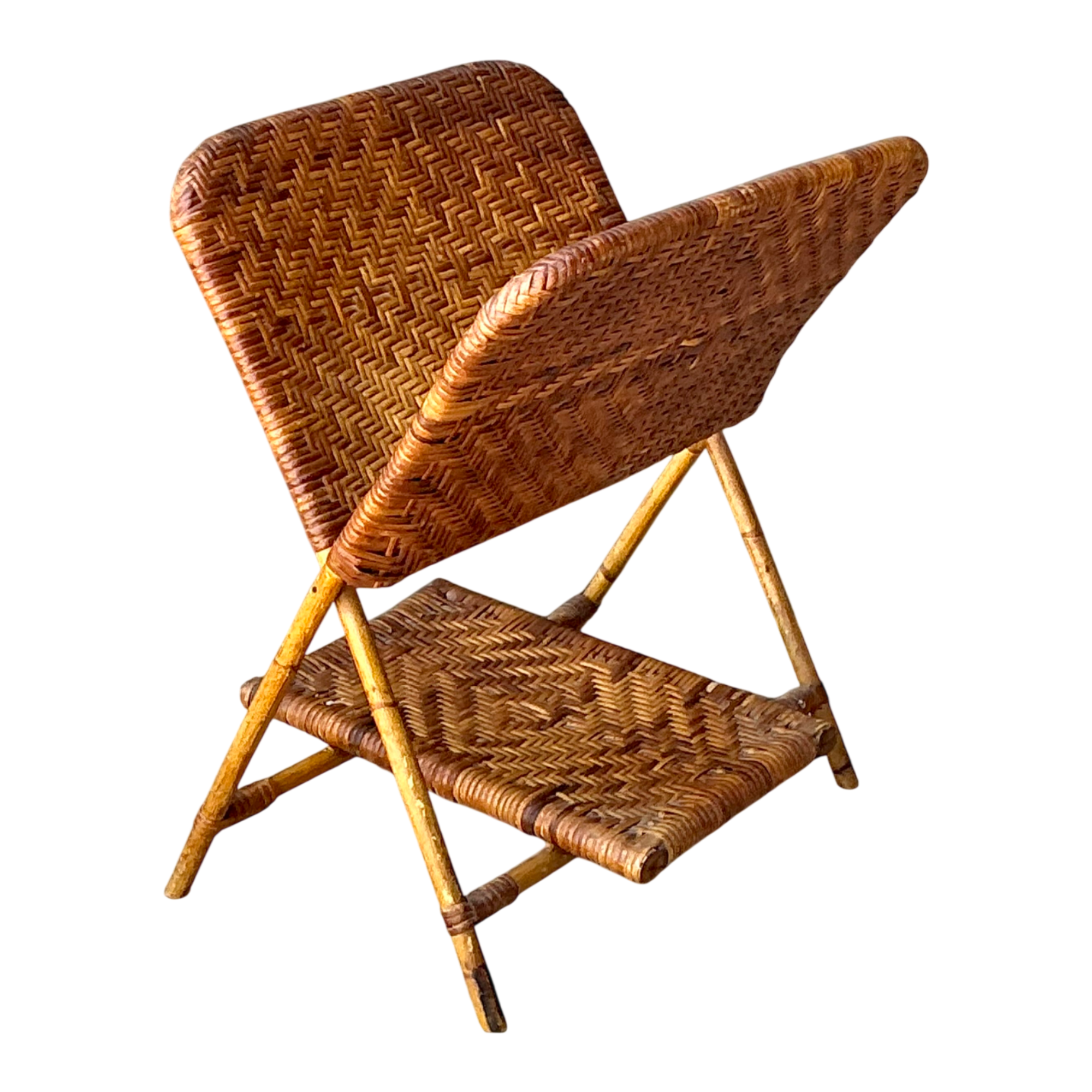Vintage Rattan Folding Newspaper Holder