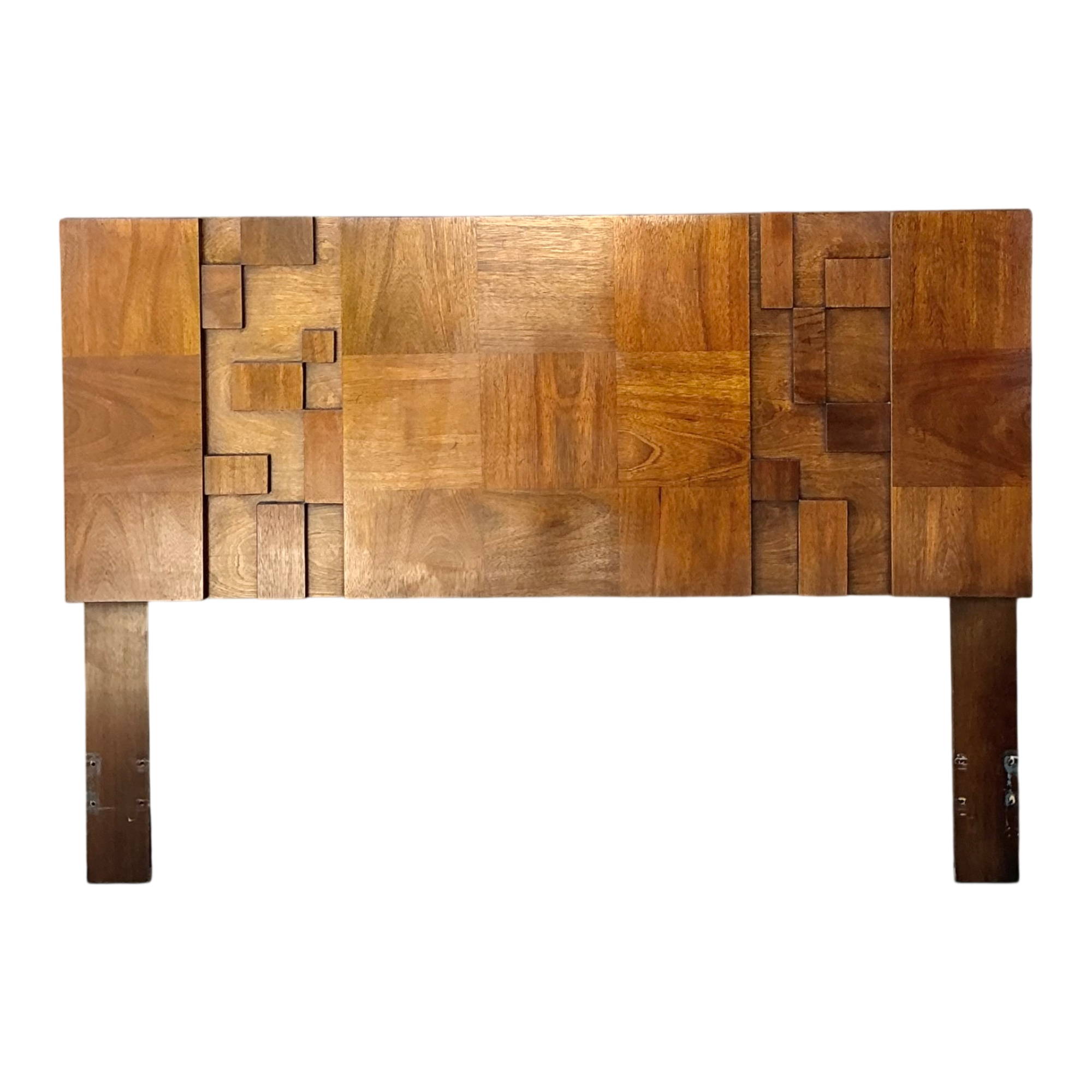 Vintage Lane “Mosaics” Brutalist Wood Queen Headboard