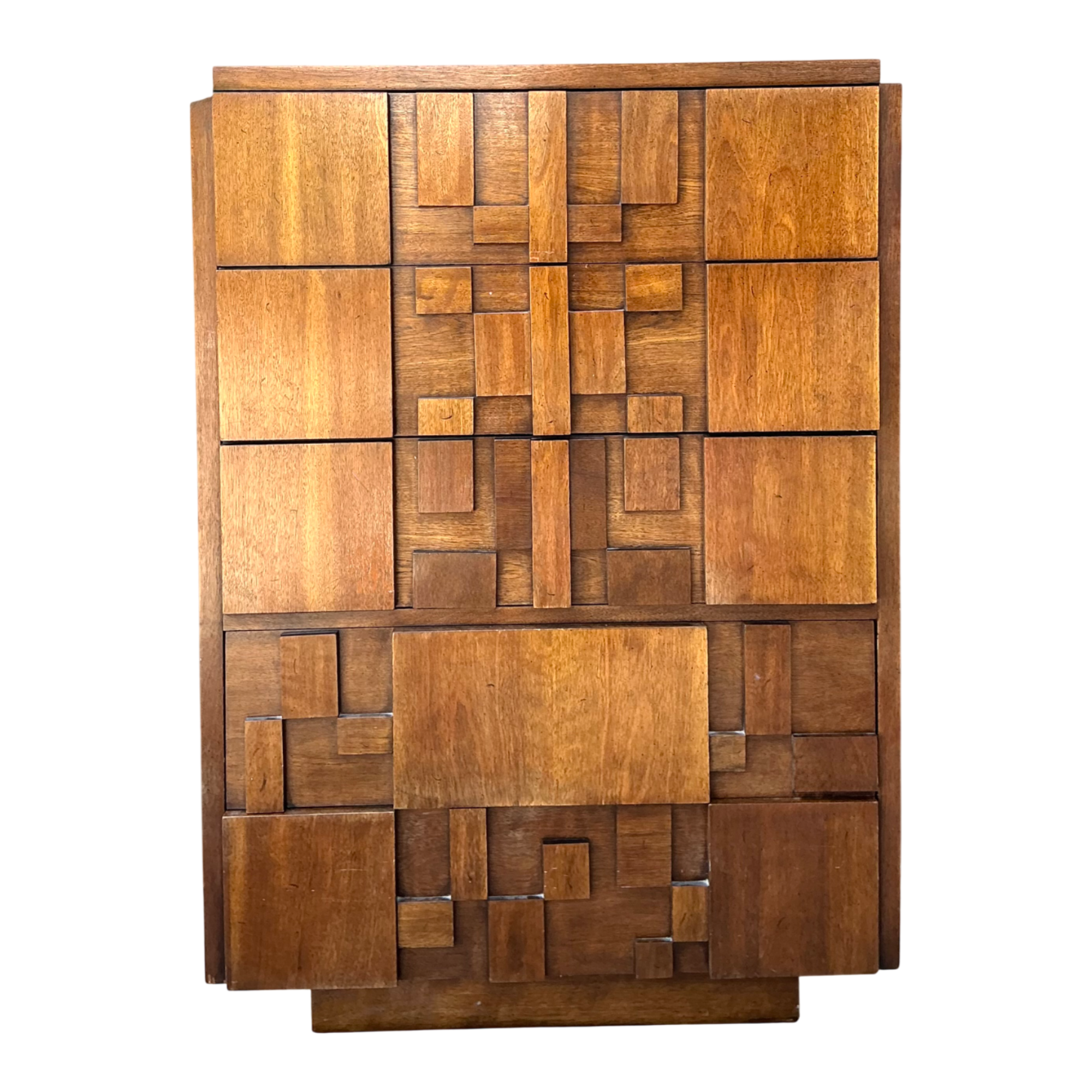 Vintage Lane “Mosaics” Brutalist Tall Chest Of Drawers