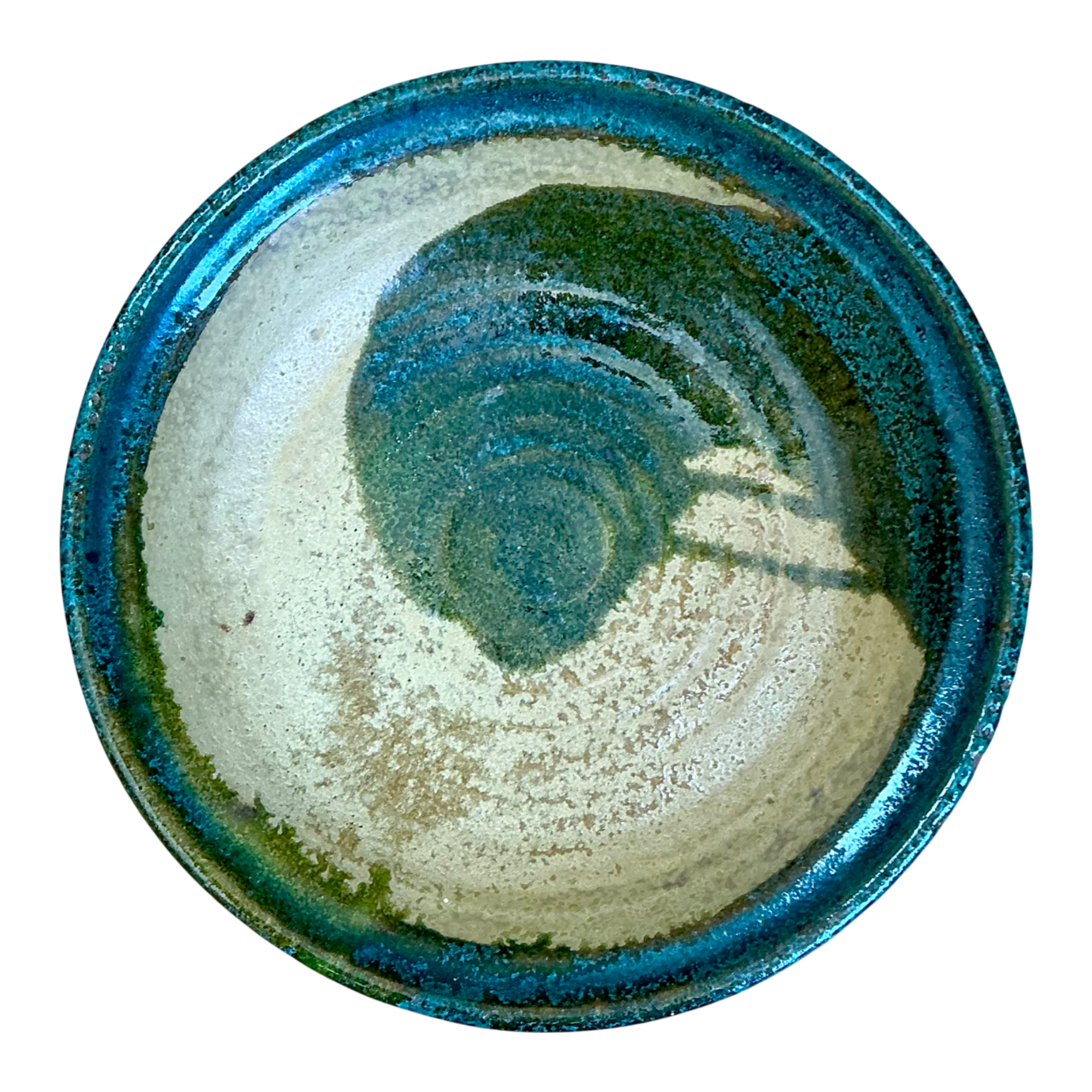 Vintage Abstract Glazed Pottery Bowl — additional photo 1