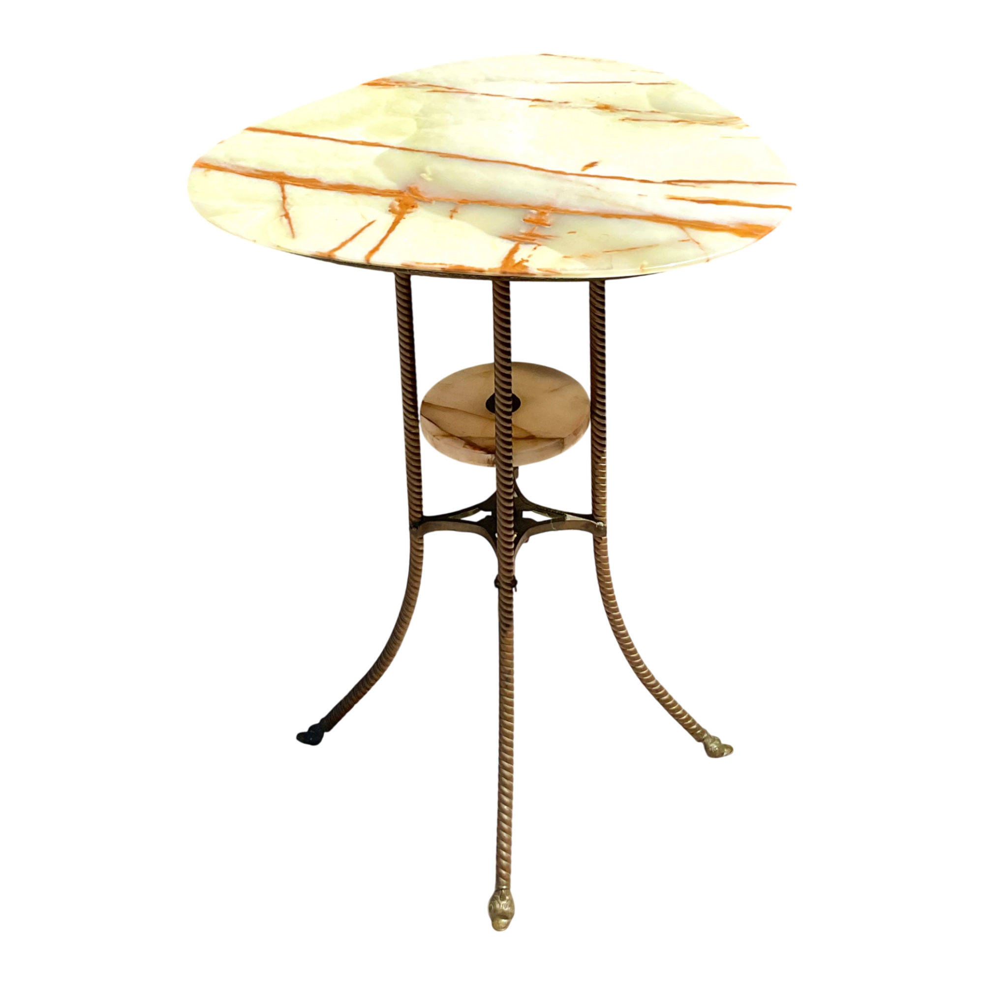 Vintage Greek Key Brass and Onyx Accent Table — additional photo 1