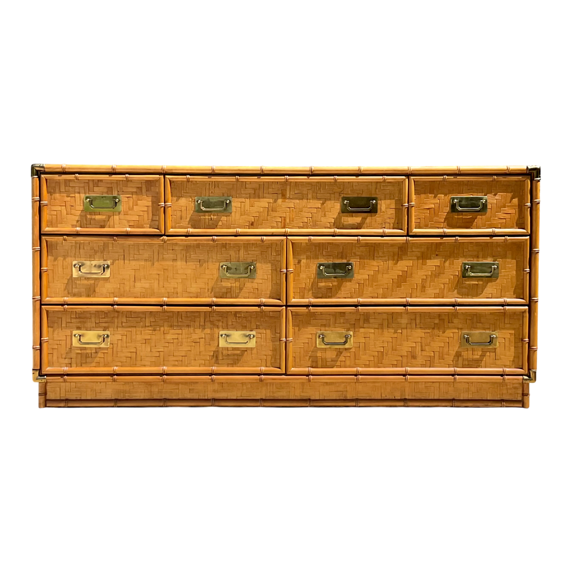 Vintage Dixie Parquet Rattan Six-Drawer Dresser — additional photo 1