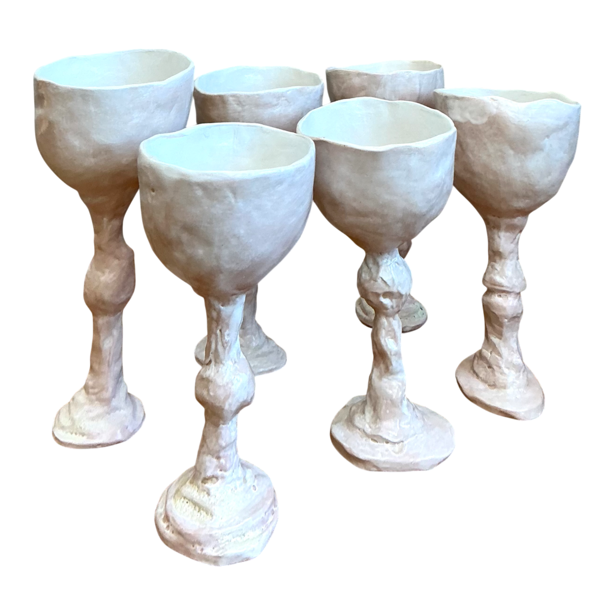 Vintage Handmade Sculptural Ceramic Goblets - Set — additional photo 1