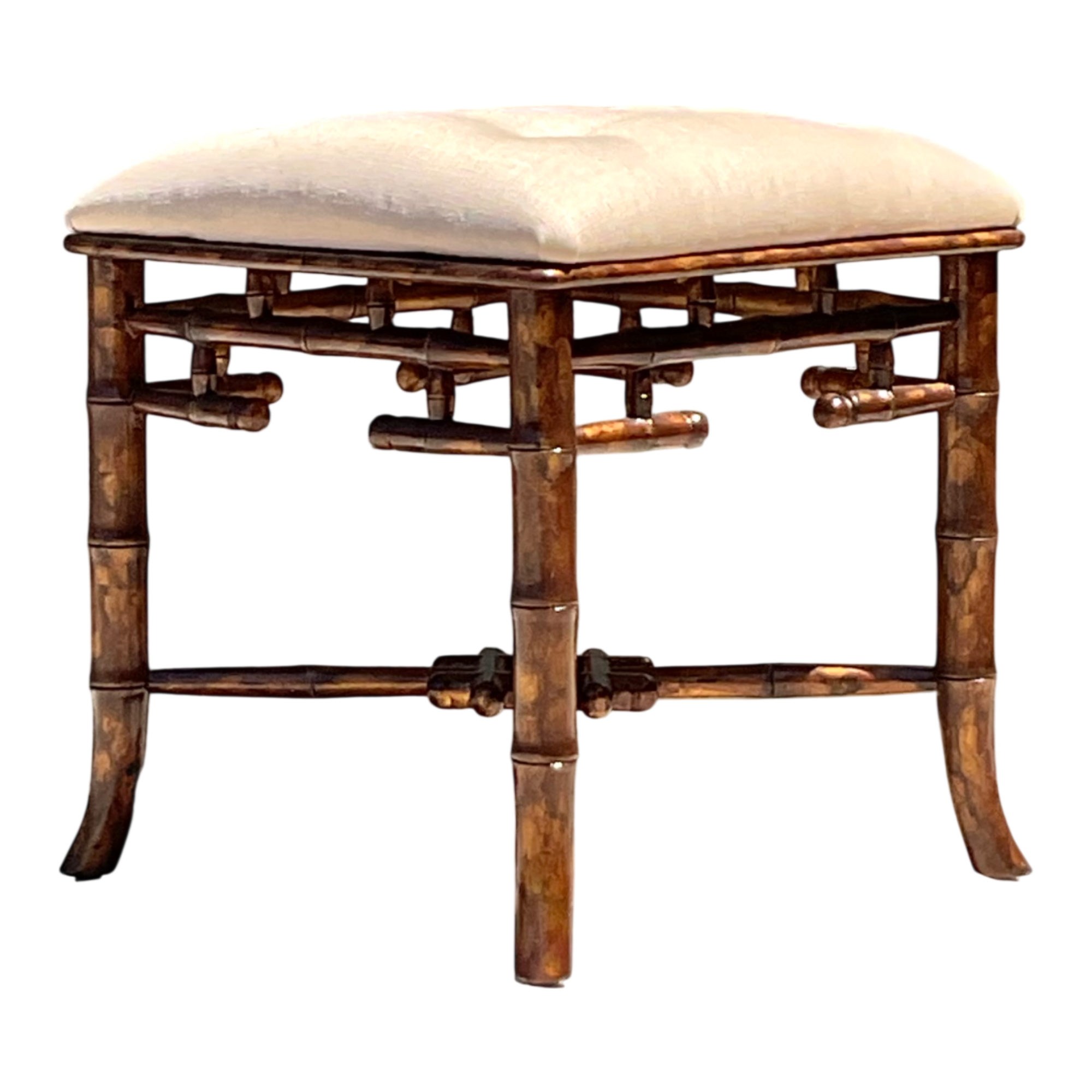 Vintage Faux Bamboo Wood Low Stool — additional photo 1