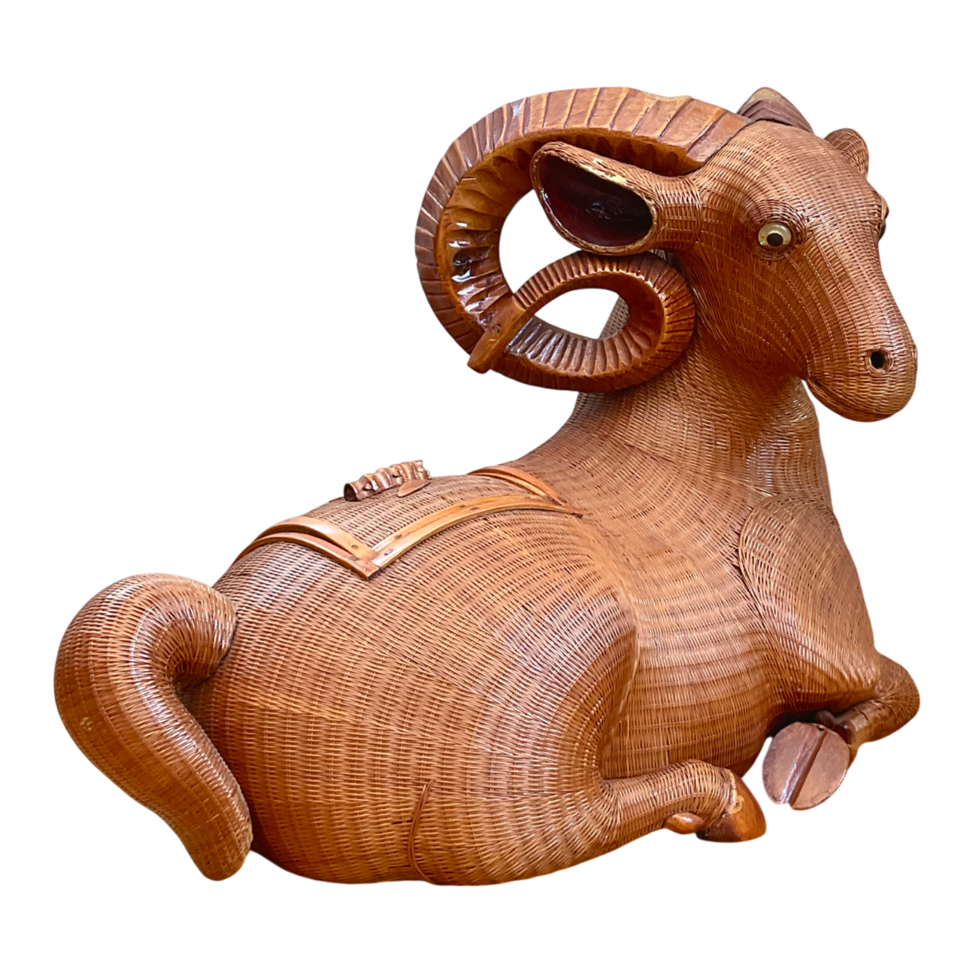 Vintage Shanghai Weave Curly Horn Ram Box — additional photo 1