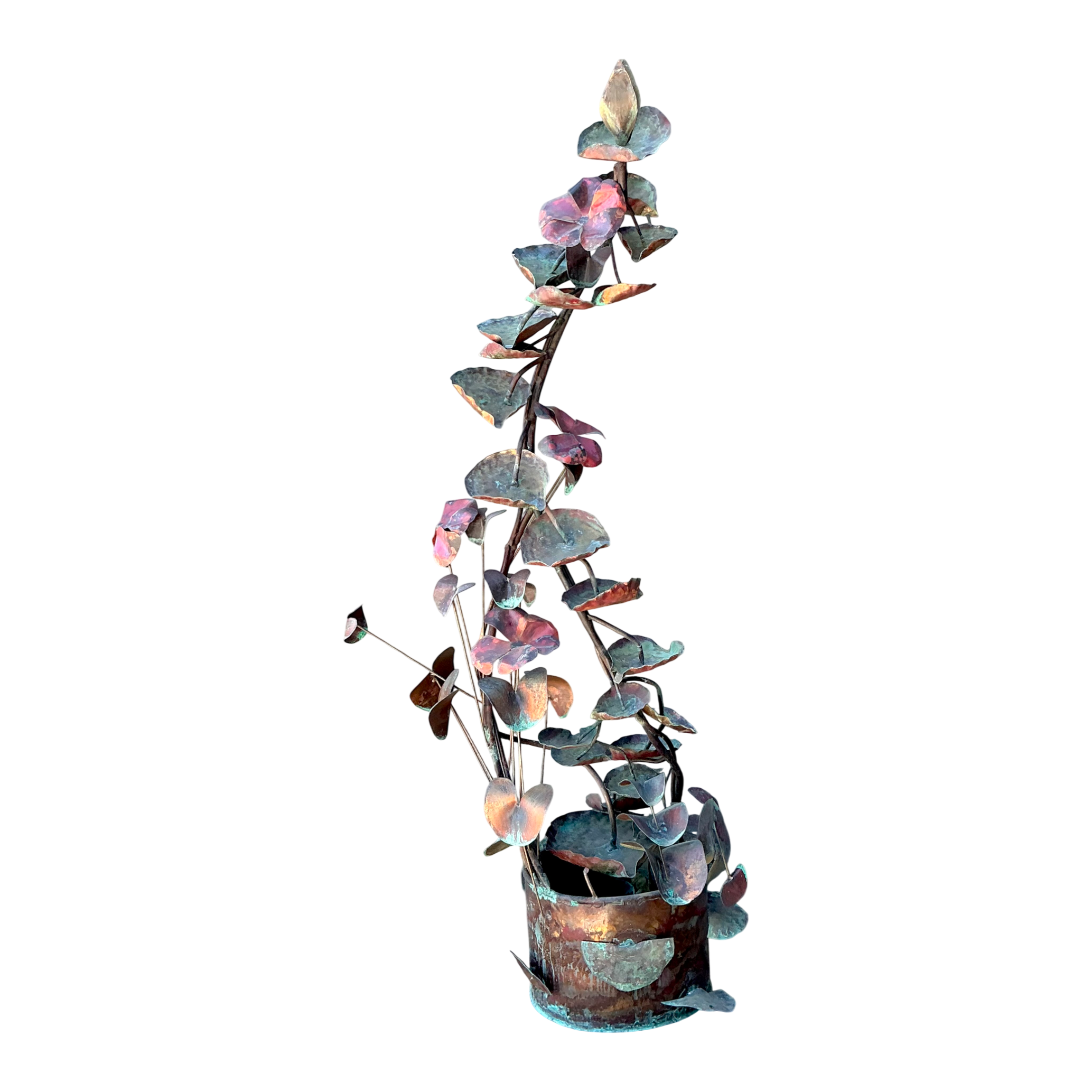 Vintage Patinated Copper Lotus Sculpture — additional photo 1
